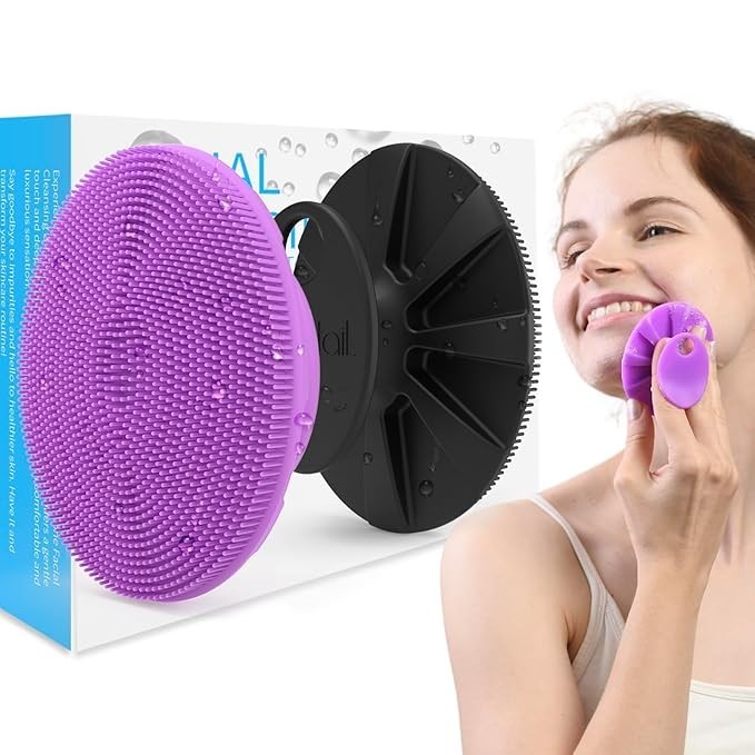 Silicone Face Scrubber 2 Pack Manual Facial Cleansing Brush Gentle Exfoliator