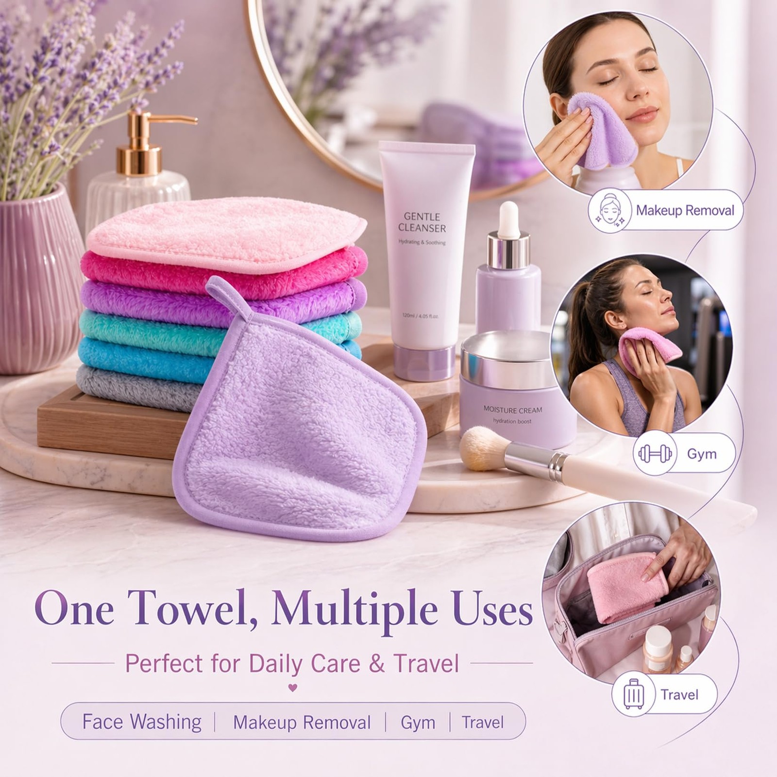 Sukh Makeup Remover Cloth – 7PCS Reusable 7 Count (Pack of 1), Multicolor