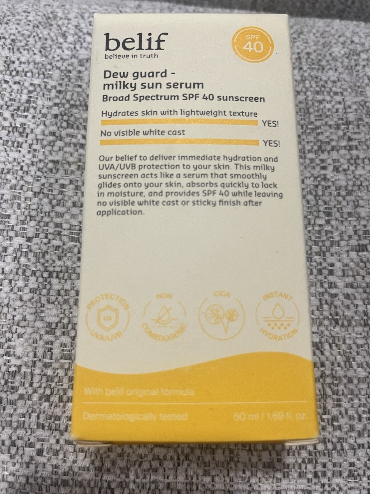 NIB belif Dew Guard Milky Sun Serum Sunscreen SPF 40 – 1.69 Fl Oz Exp 11/2026