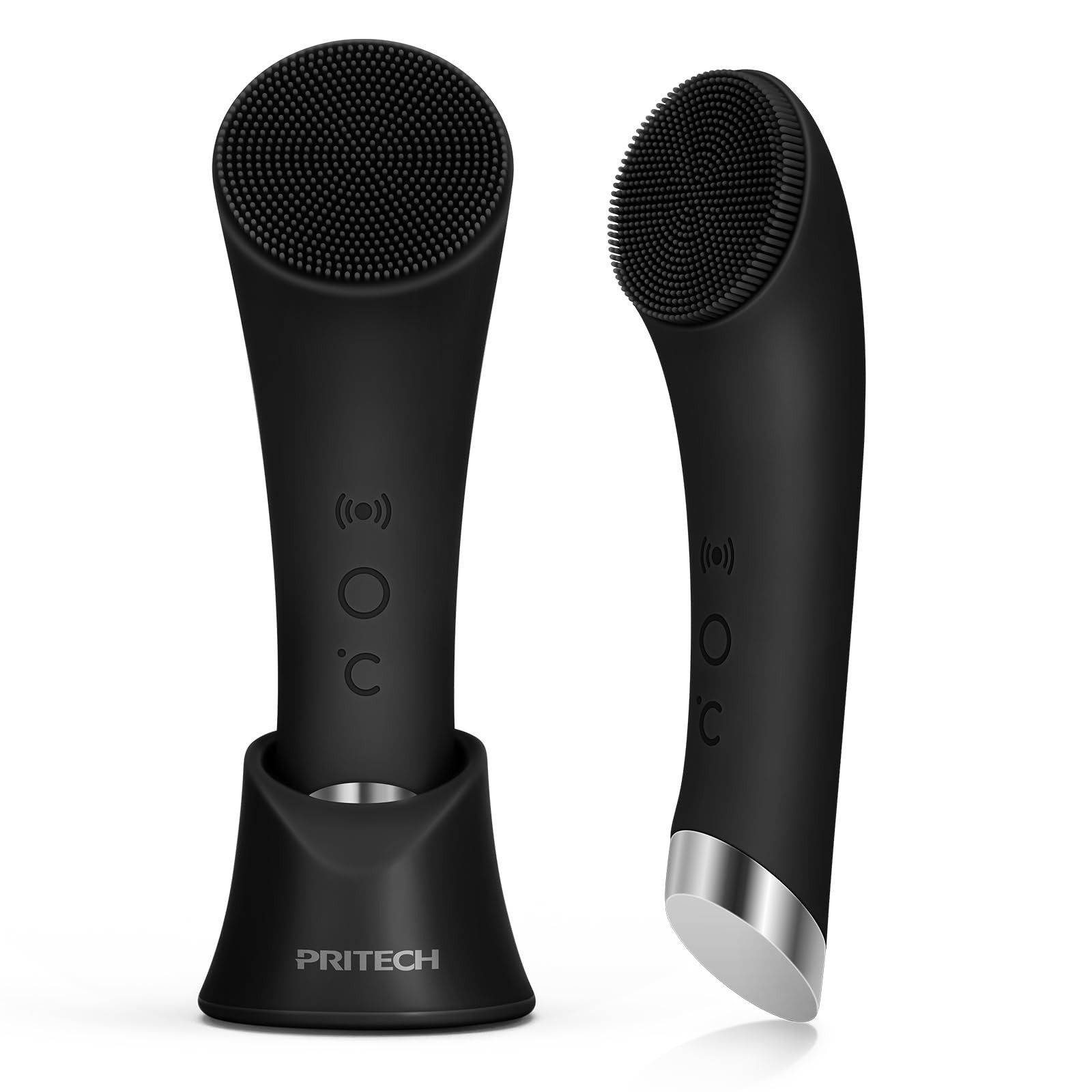 Facial Cleansing Brush, Rechargeable Silicone Face Scrubber with Heat Massage…