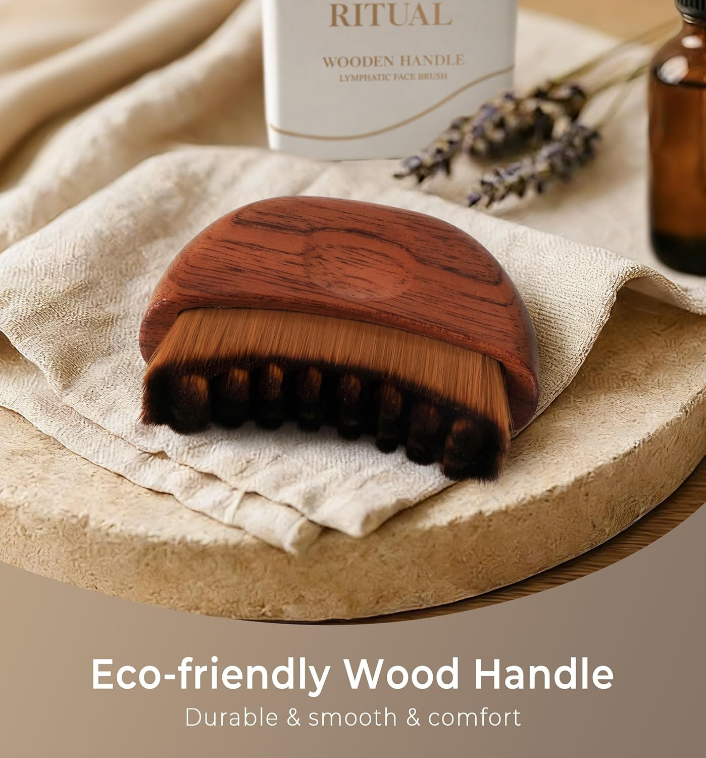 Lymphatic Contour Face Brush – Wooden Face Brush for Lymphatic Drainage – Facial