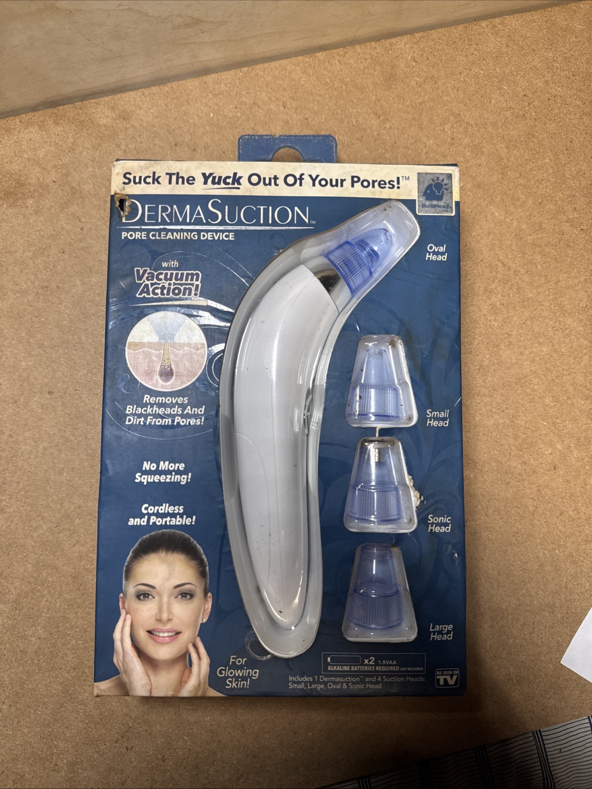DermaSuction Pore Cleaning Device 4 Interchangeable Head, Glowing Skin, Cordless