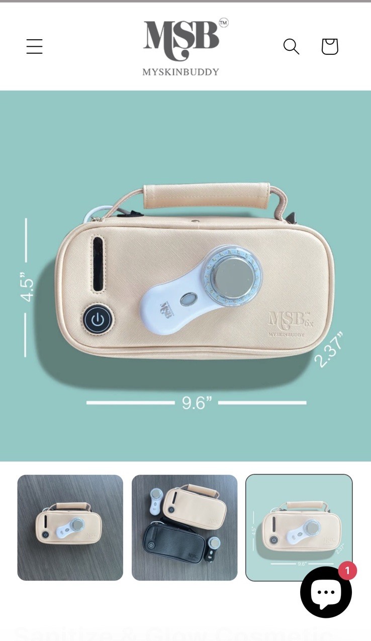 SOLD OUT MYSKINBUDDY BOOST Classic White + Sanitize & Glow Cosmetic Pouch Nude