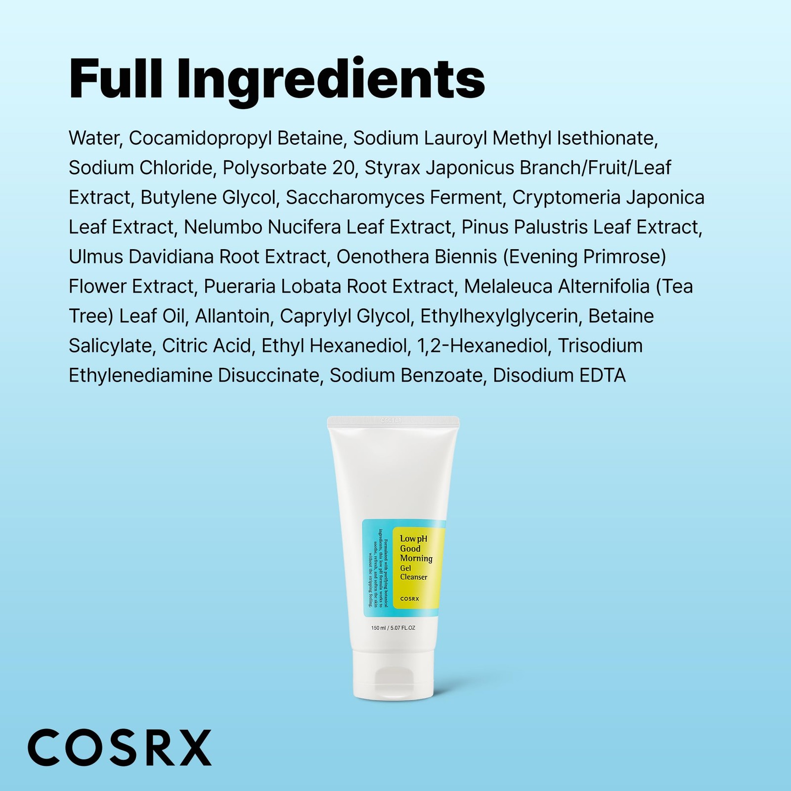 COSRX Low pH Good 5.07 Fl Oz (Pack of 1), Morning Gel Cleanser
