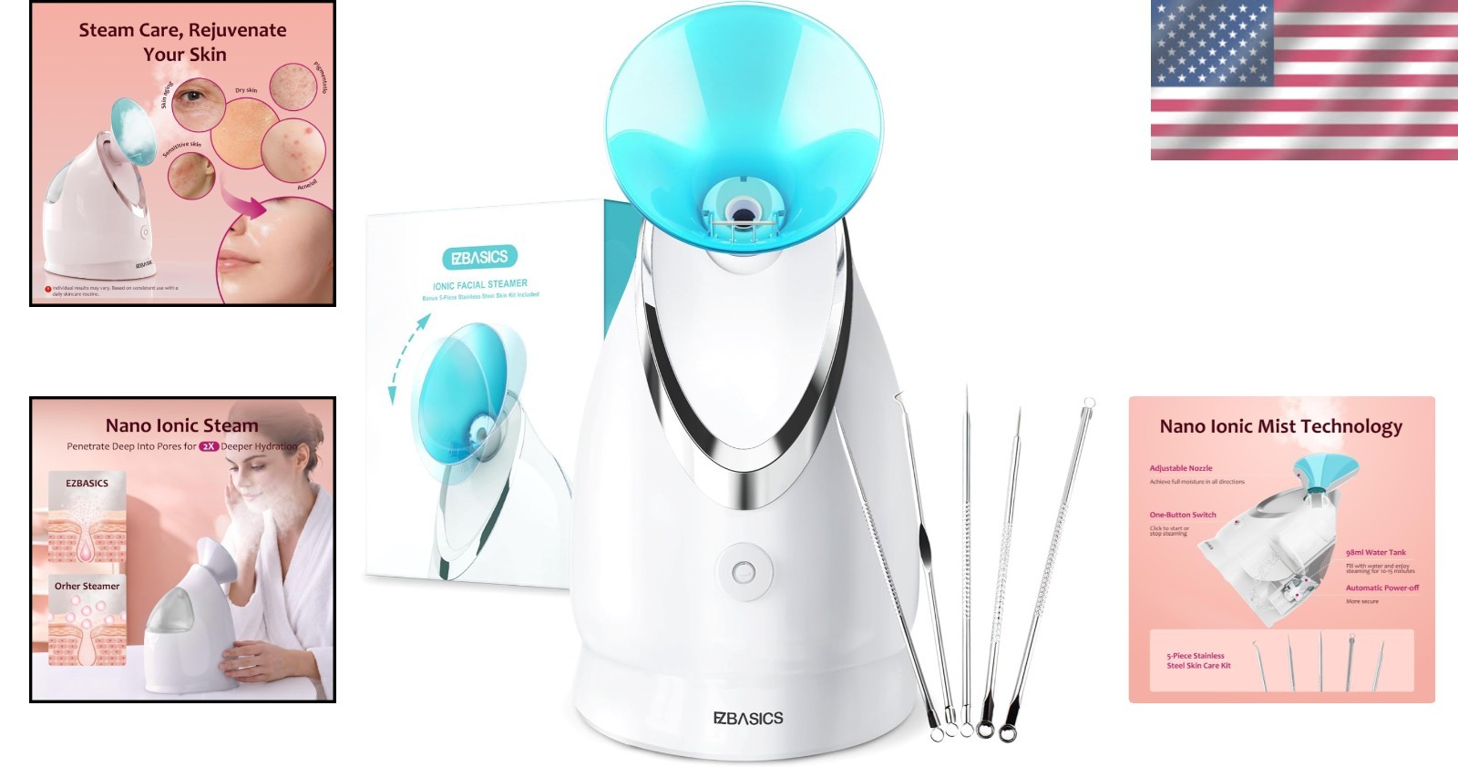 Professional Nano Ionic Steamer – Moisturizing Home Spa