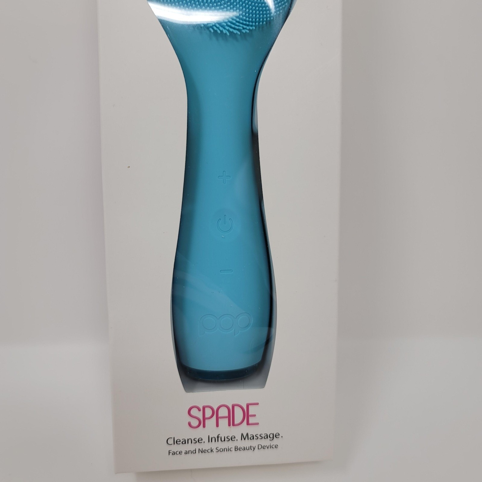 Pop Sonic Spade Face Neck Brush Silicone Sonic Cleansing Beauty Device Blue New