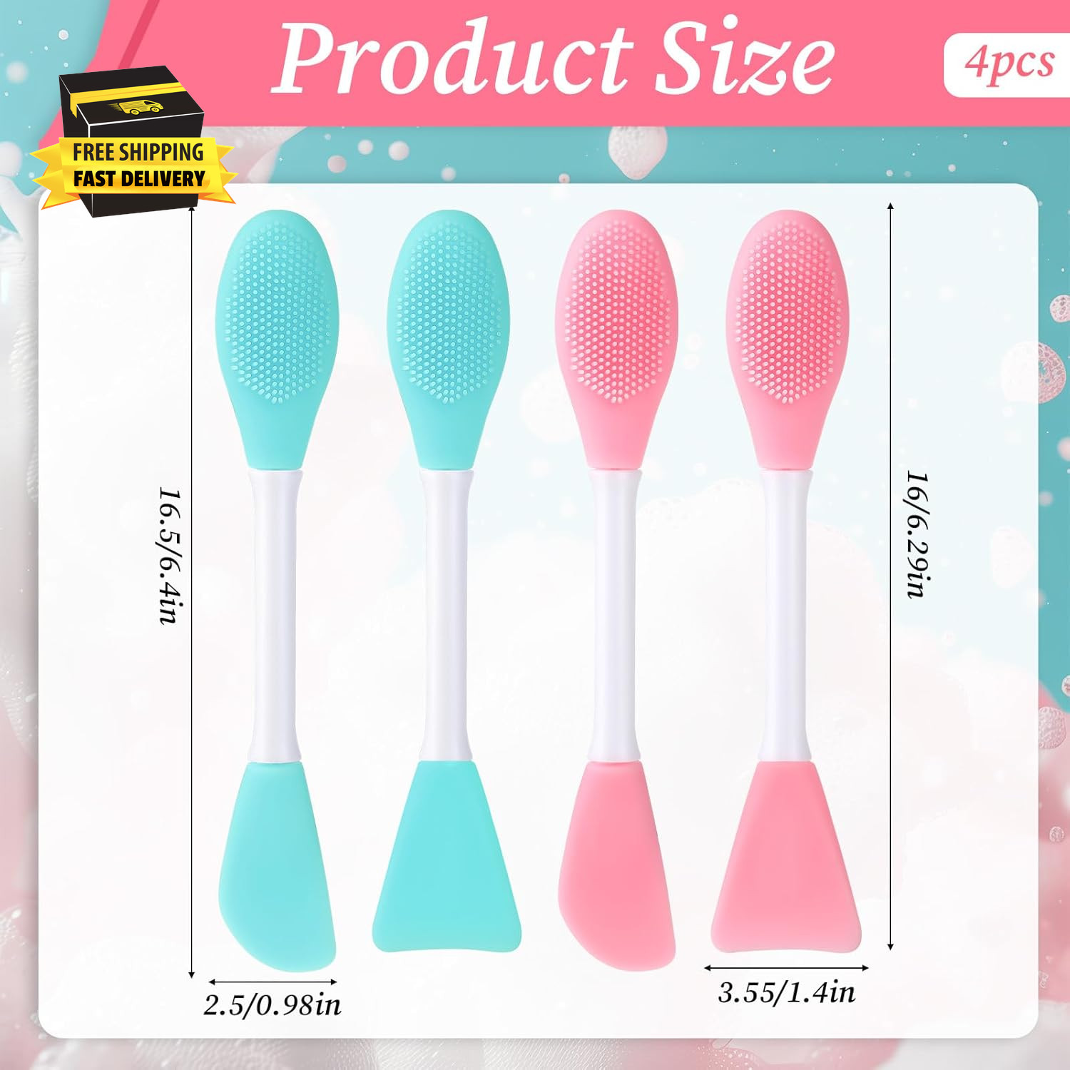 4 Pcs 2 in 1 Double-Sided Facial Scrubber Brush Tool, Silicone Facial Cleansing