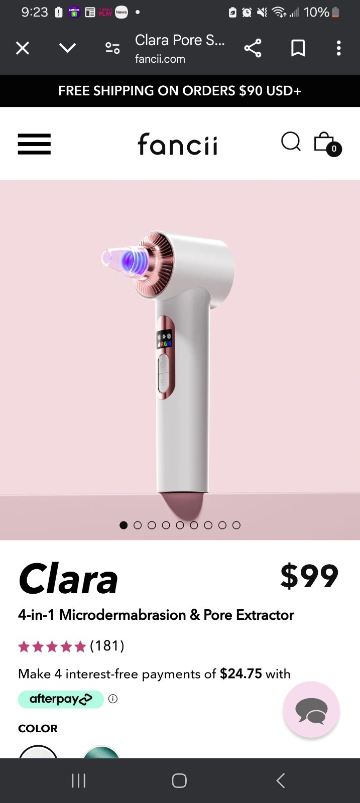 Fancii Clara Pore Cleaner Vacuum 4-in-1 Microdermabrasion Rechargeable FC-RBHPVW