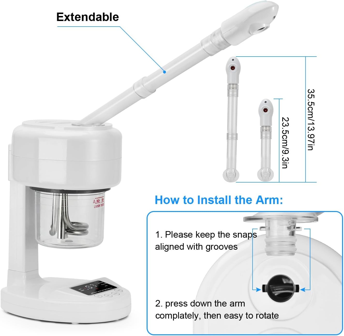 Esthetician Spa Facial Steamer 360° Rotating Arm Deep Cleaning for Home Salon
