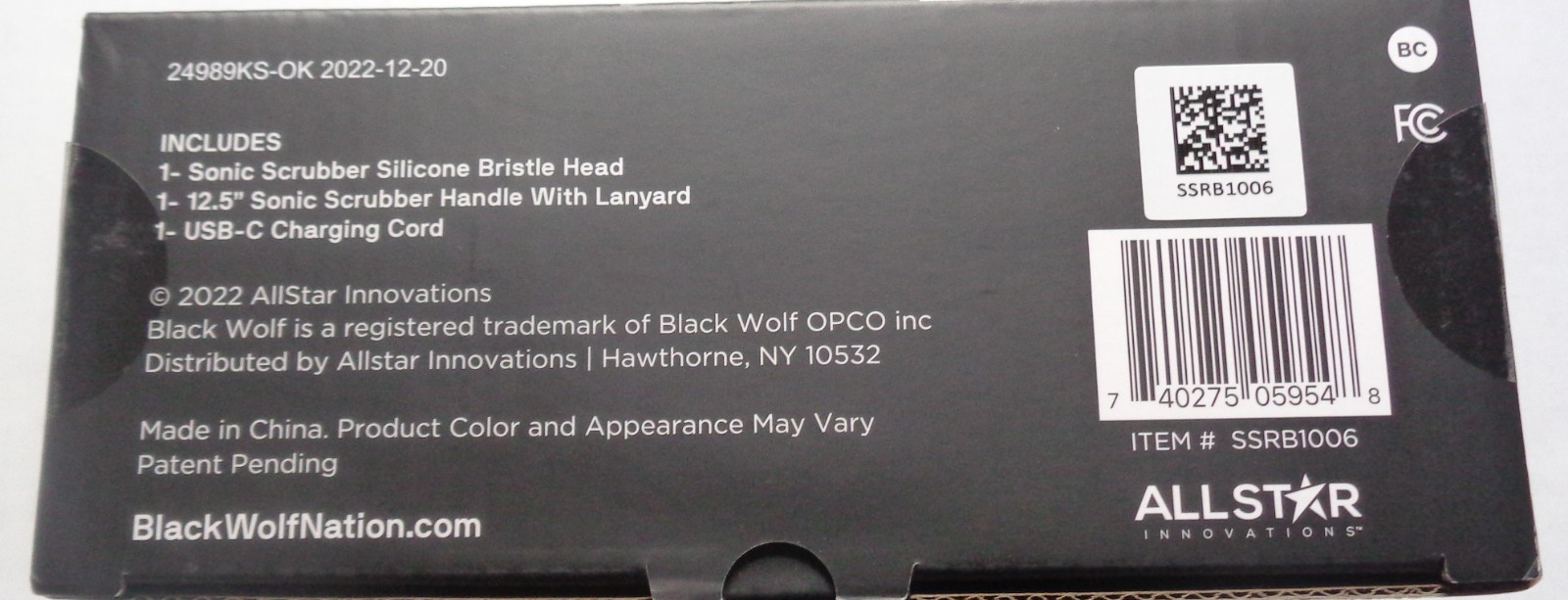 Black Wolf Vibrating Face and Body Brush Sonic Scrubber For a Deep Clean Body