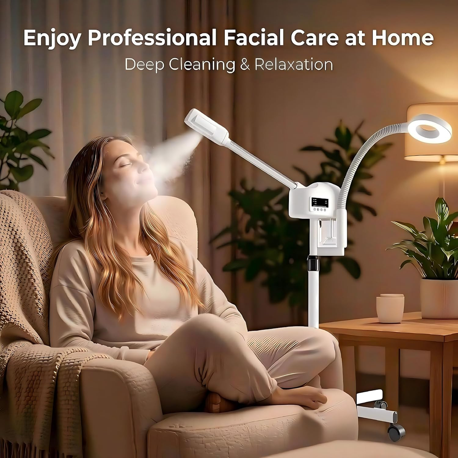 Facial Steamer Professional, Facial Steamer with Magnifying Lamp for Esthetician