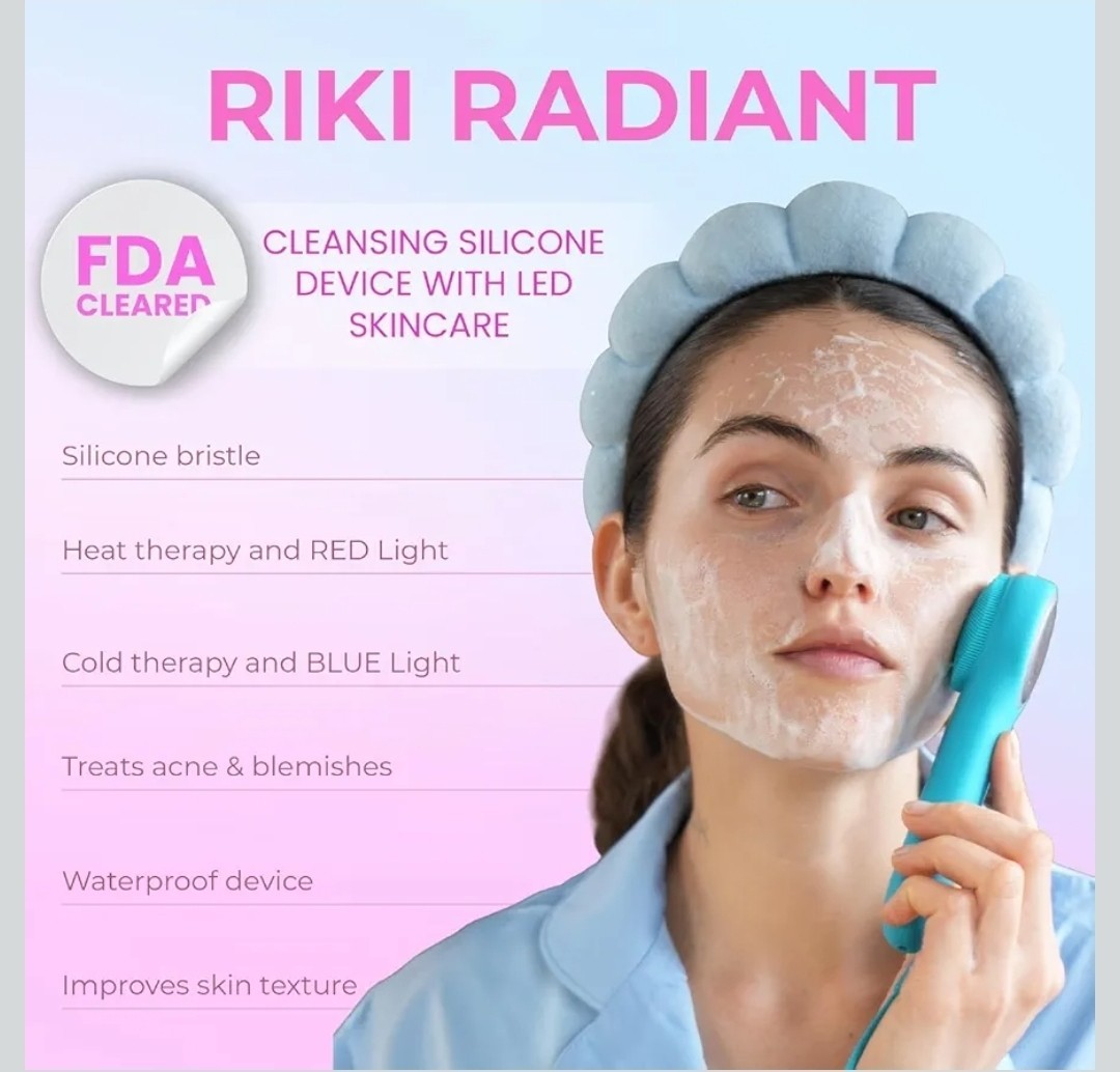 Riki Radiant Electric Silicone Face Scrubber – 2-in-1 Facial Rotating Vibrating