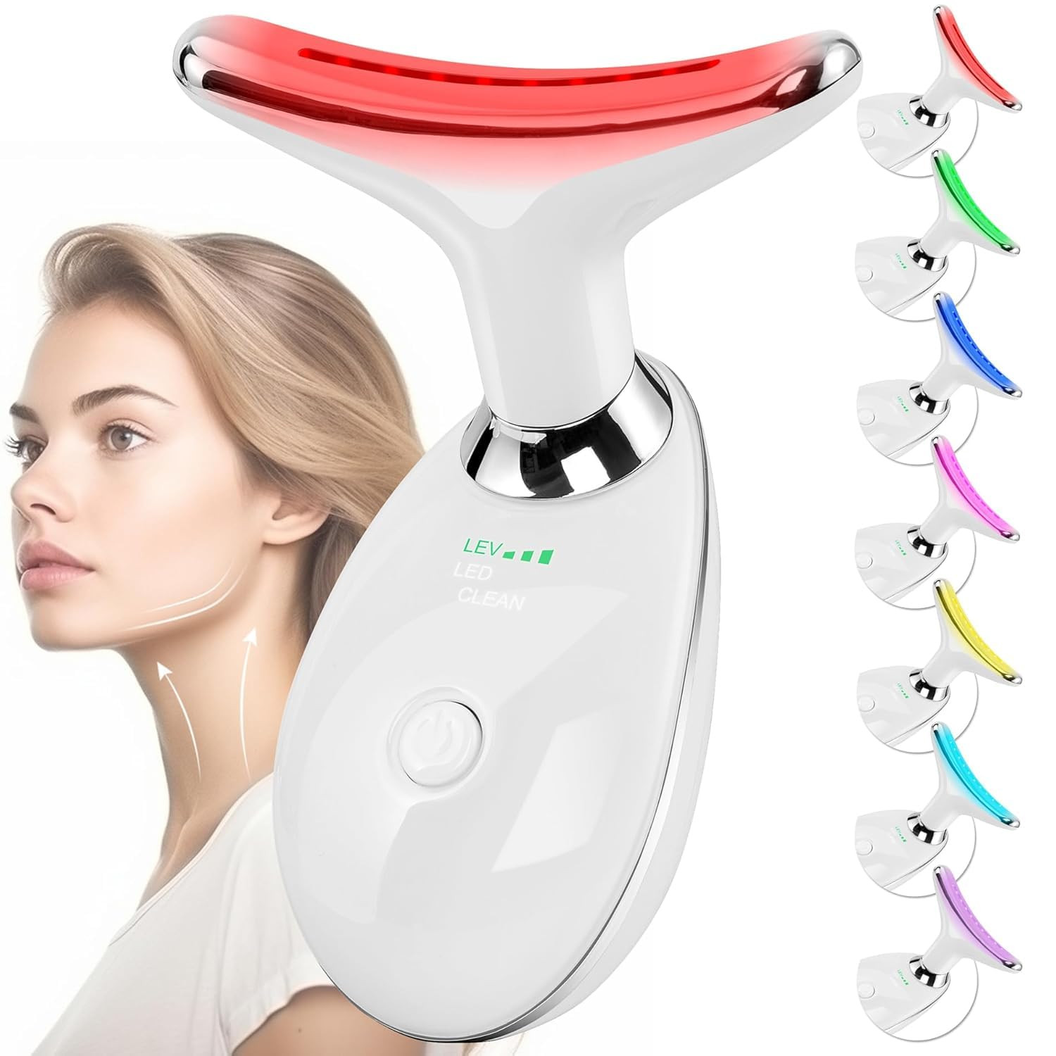 Facial Massager Face Neck Sculpting Wand 7 Color LED Beauty Tool White