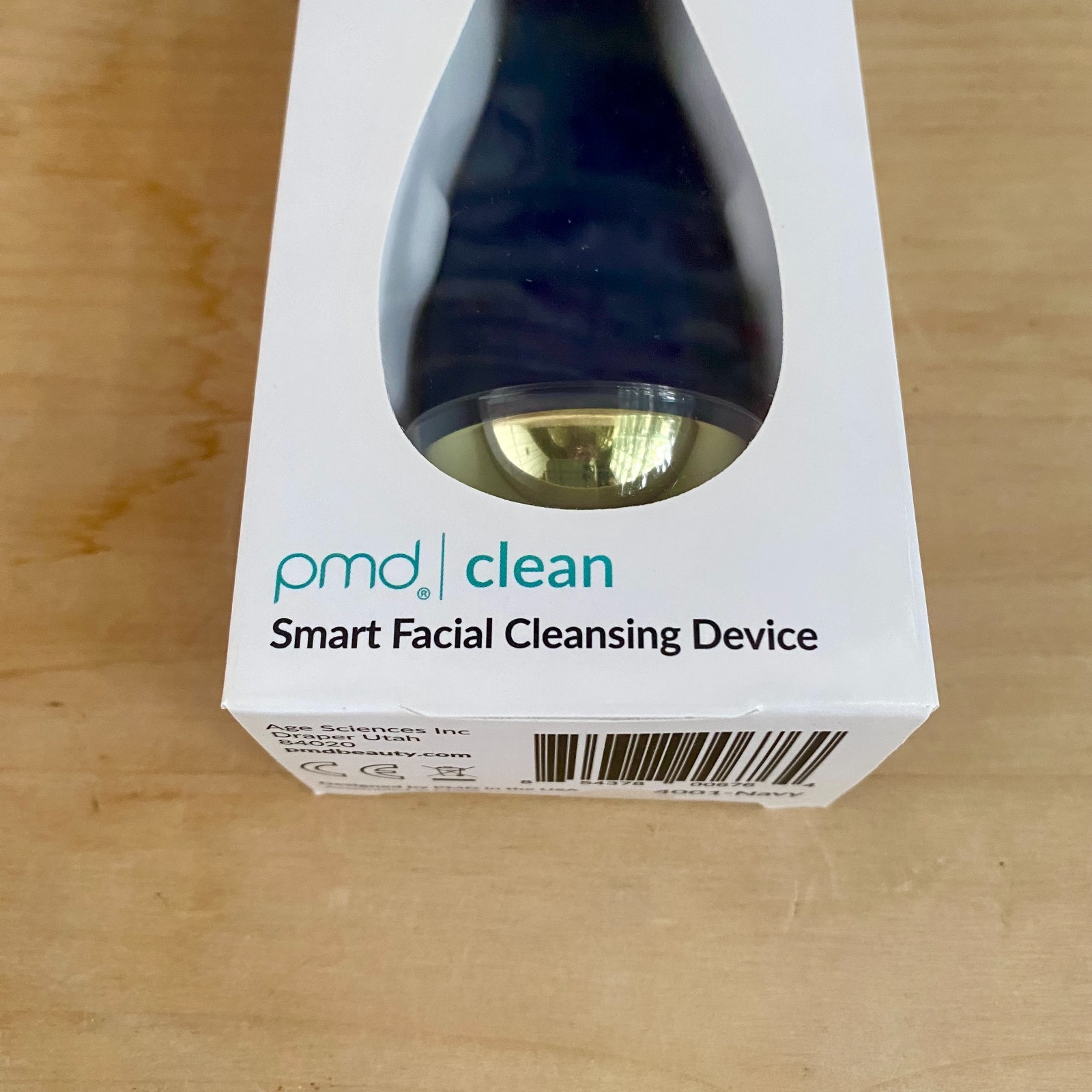 PMD Clean Smart Facial Cleansing Device, Navy/Gold, New in Original Packaging.
