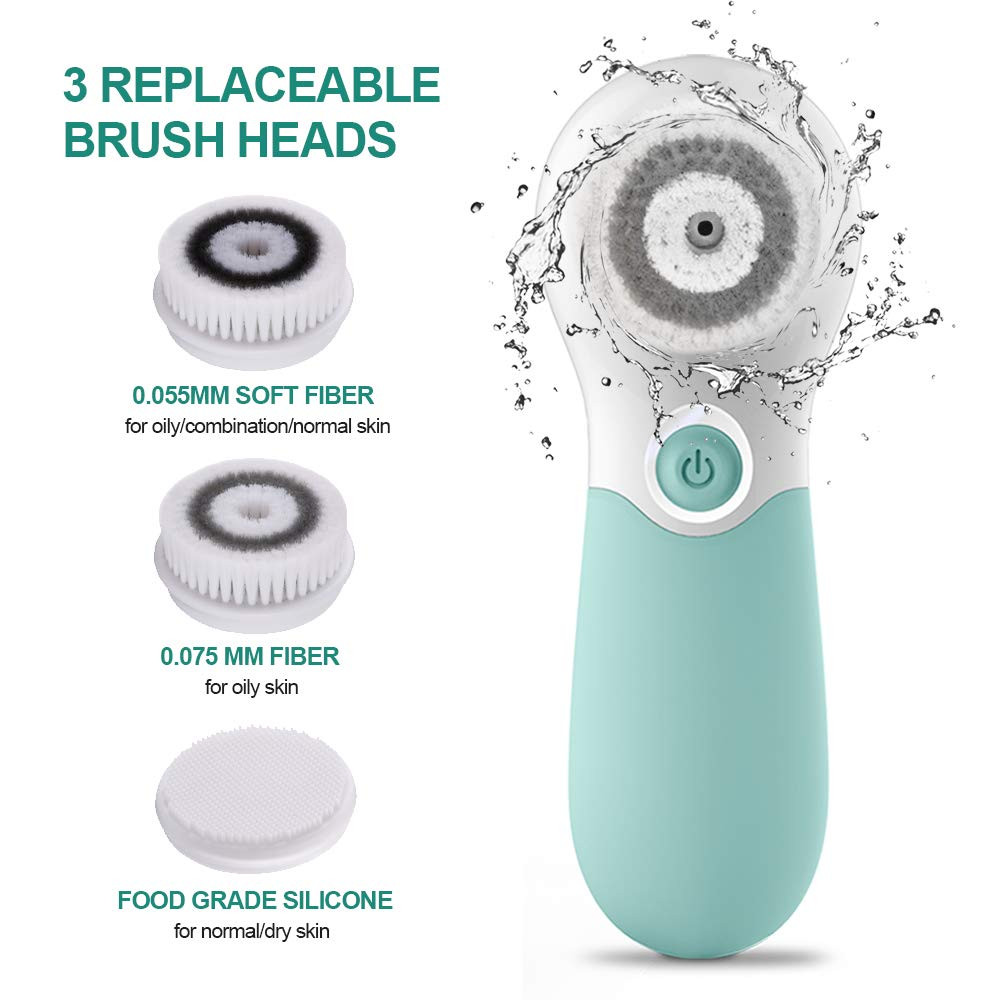 Facial Cleansing Brush Electric Facial Exfoliating Massage Brush with 3 Cleanser