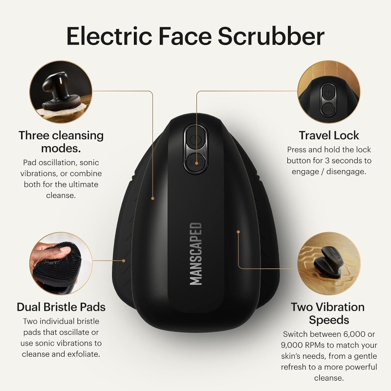 The Face Buffer PRO – Men’s Electric Silicone Face Scrubber for Nourishing, Deep