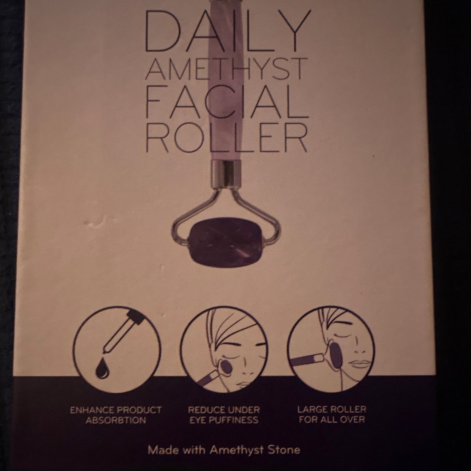 Daily Concepts Daily Amethyst Facial Roller Face Massage Roller Purple Metal
