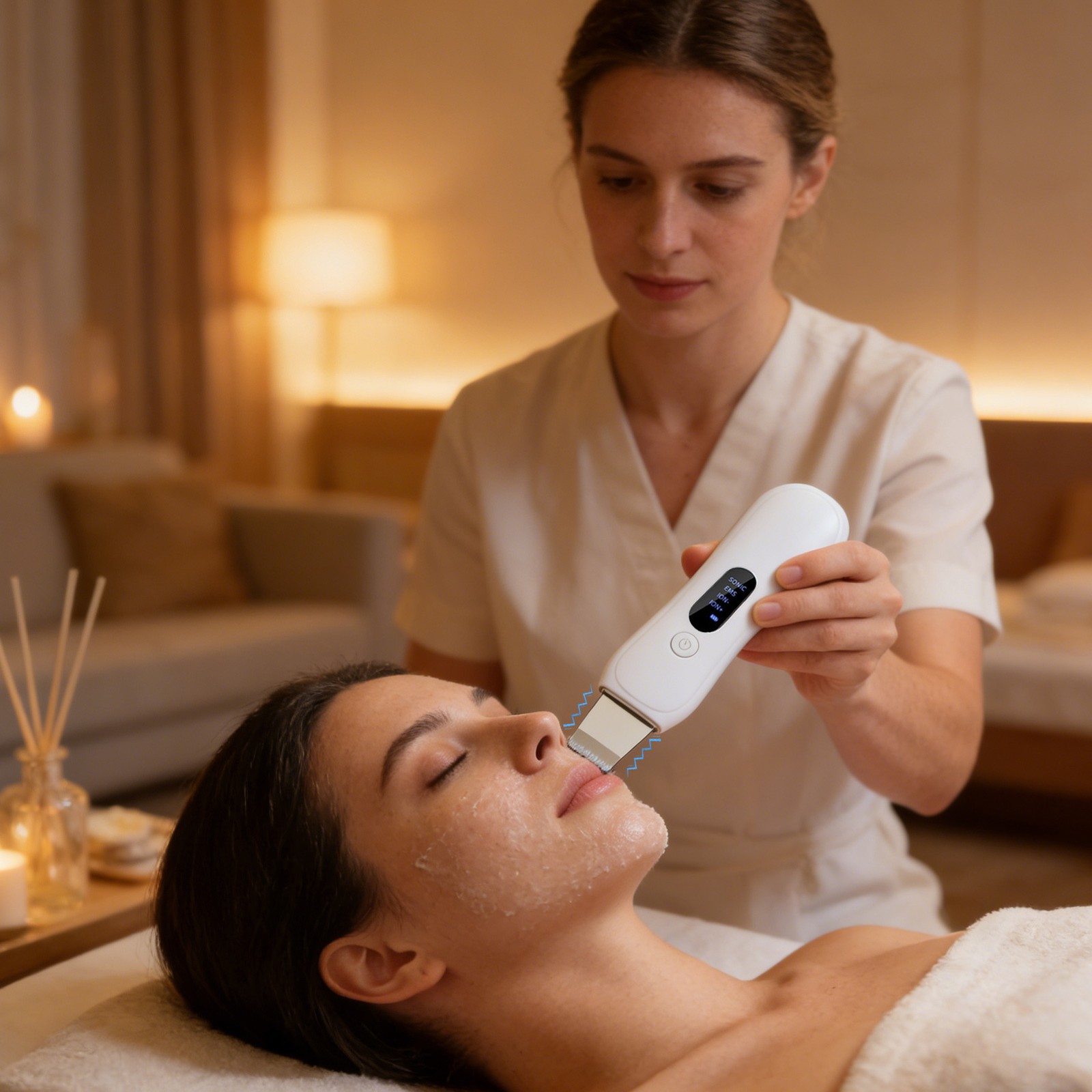 Ultrasonic Ionized Skin Beautifier, 4 Modes Waterproof Rechargeable Face Scraper