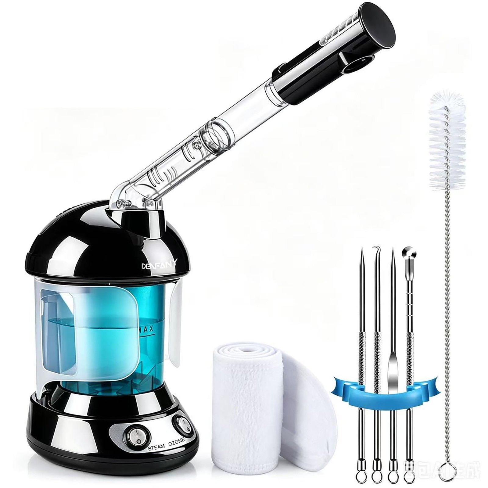 Facial Steamer – DENFANY Nano Ionic Face with Extendable 360° Black