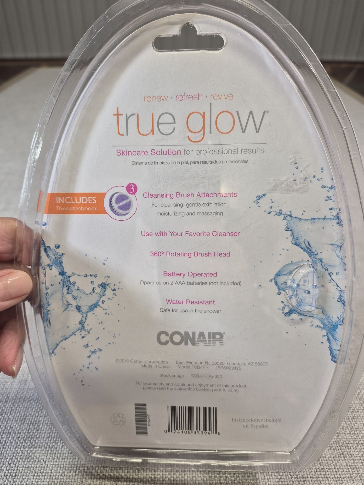 Conair True Glow Facial Cleansing Brush, Battery Operated, 3 Pieces (NEW)
