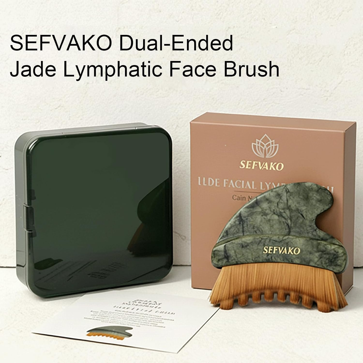 Lymphatic Contour Face Brush, Dual-Ended Dry Brush + Cool-Touch Jade Gua Sha Edg