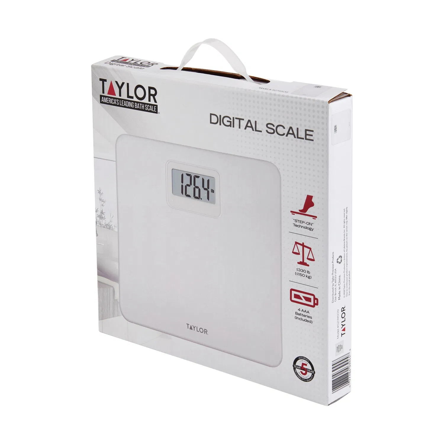 Taylor Precision Products 5274509 Digital Plastic Bath Scale, White, 330-Lb. Cap