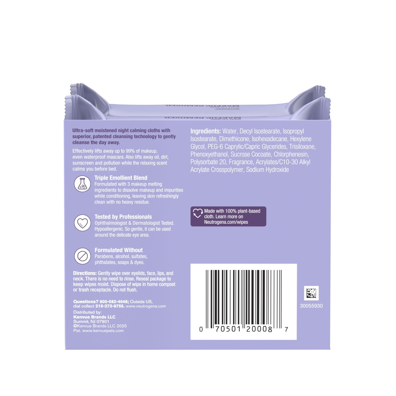 Neutrogena Night Calming Makeup Remover 50 Count (Pack of 1),