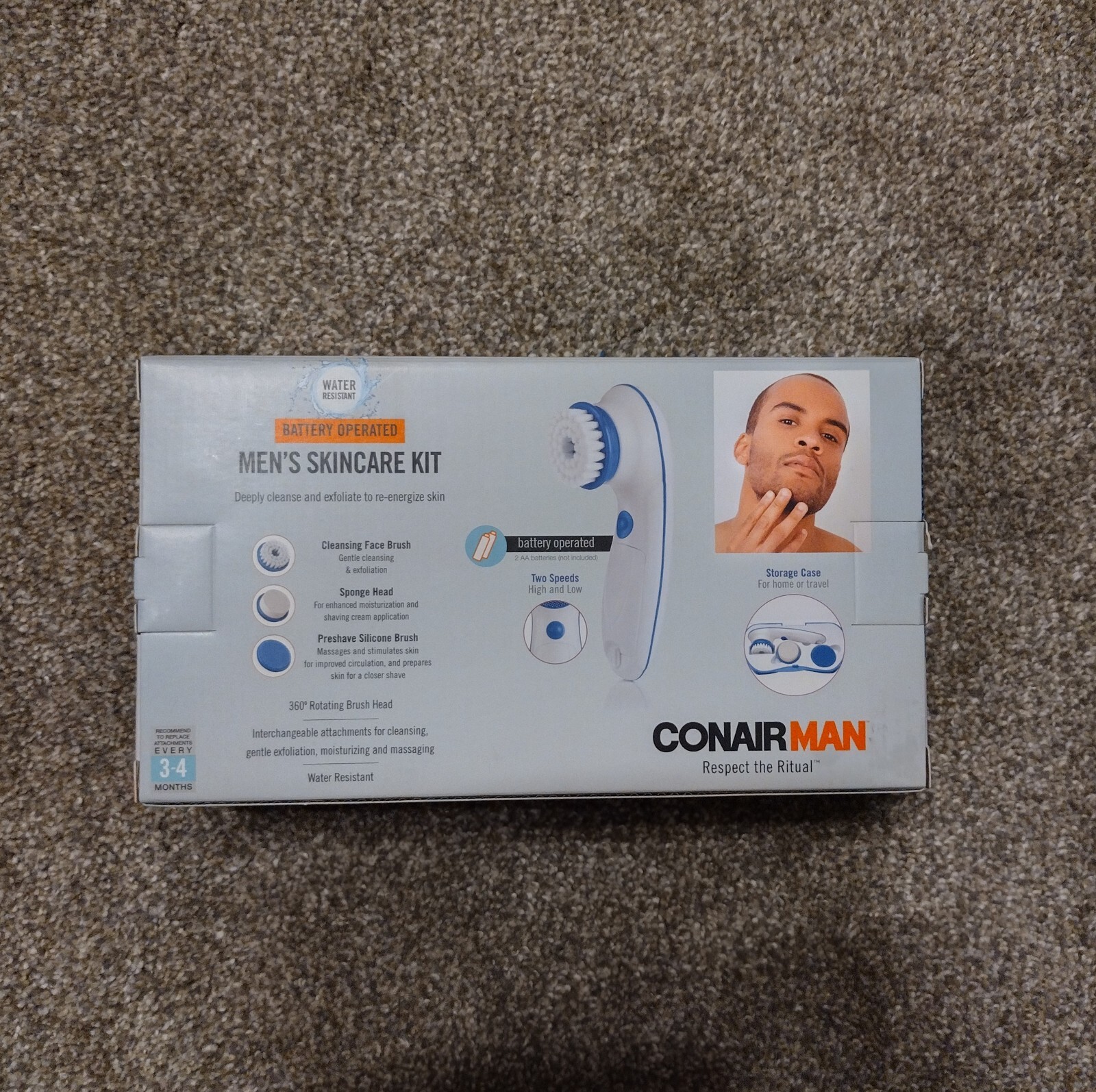 Brand New ConairMan Battery Operated Men’s Skincare Kit,deeply cleanse,exfoliate