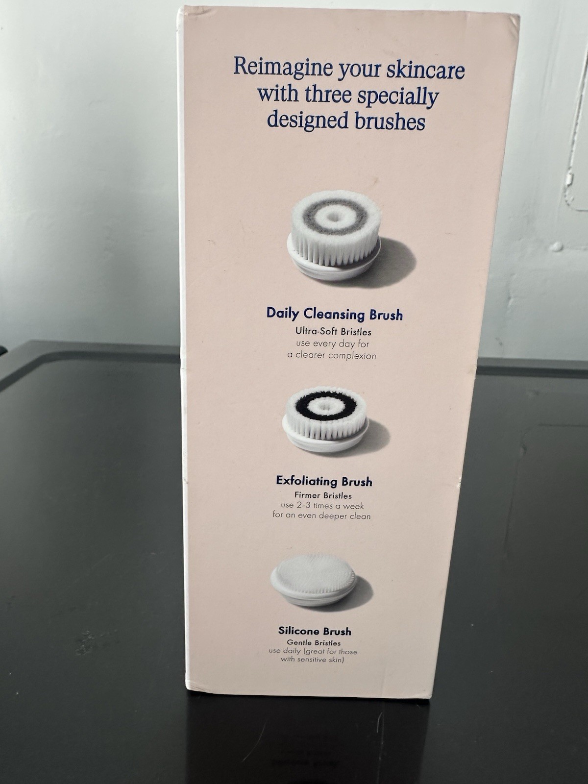 Vanity Planet Facial Cleansing System Rotating Three Brush Heads White & Pink