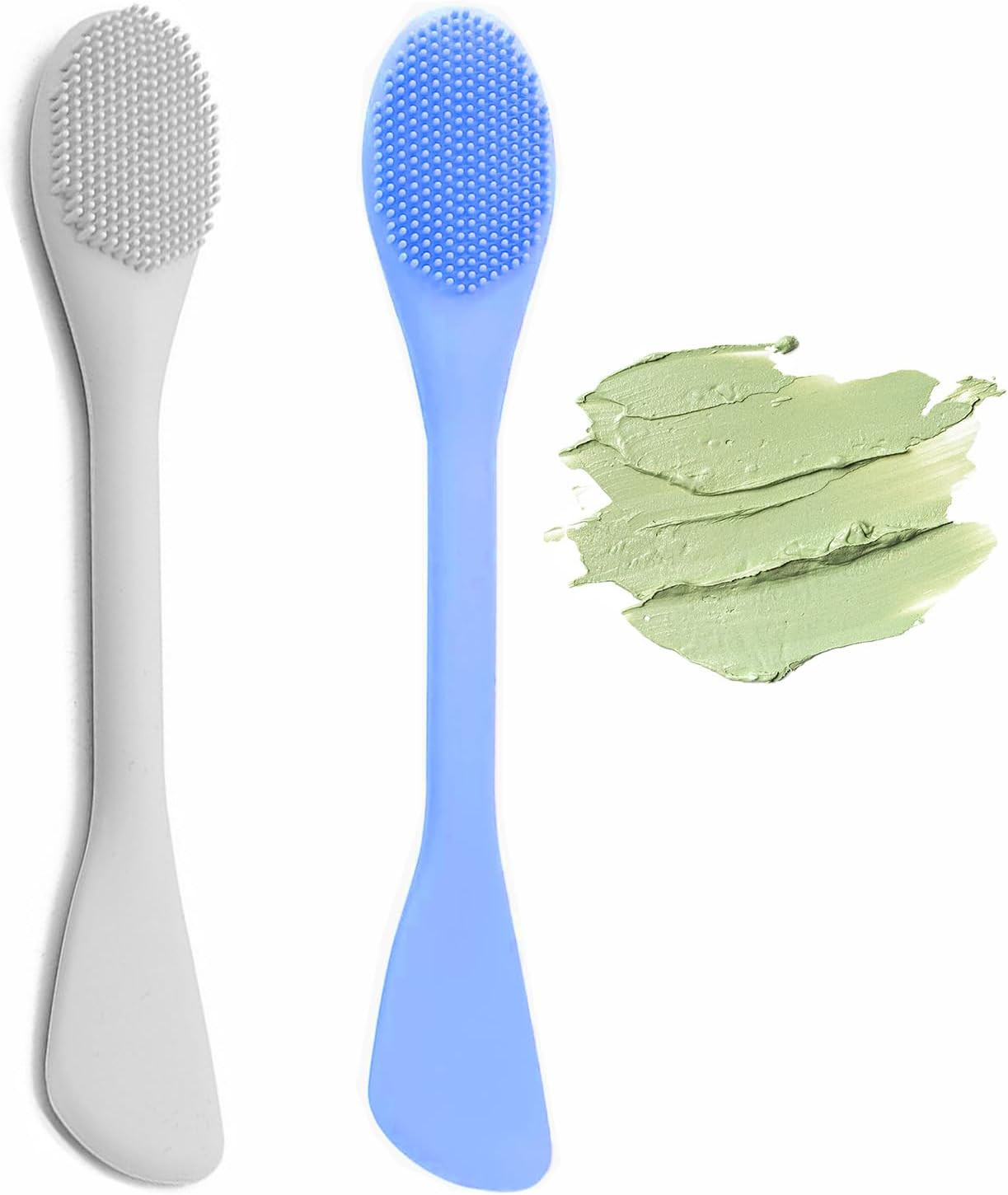 2 in 1 Facial Cleansing Brush&Silicone Face Mask Applicator, 2PCS Face Mask Brus