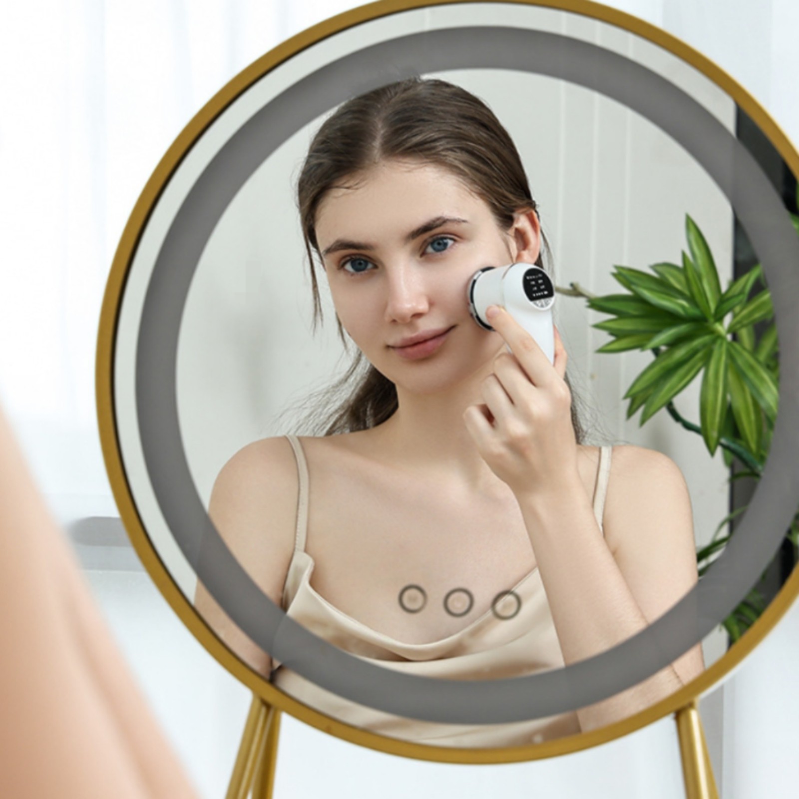 Handheld Facial Massager Button Control Battery-Operated Face Massager