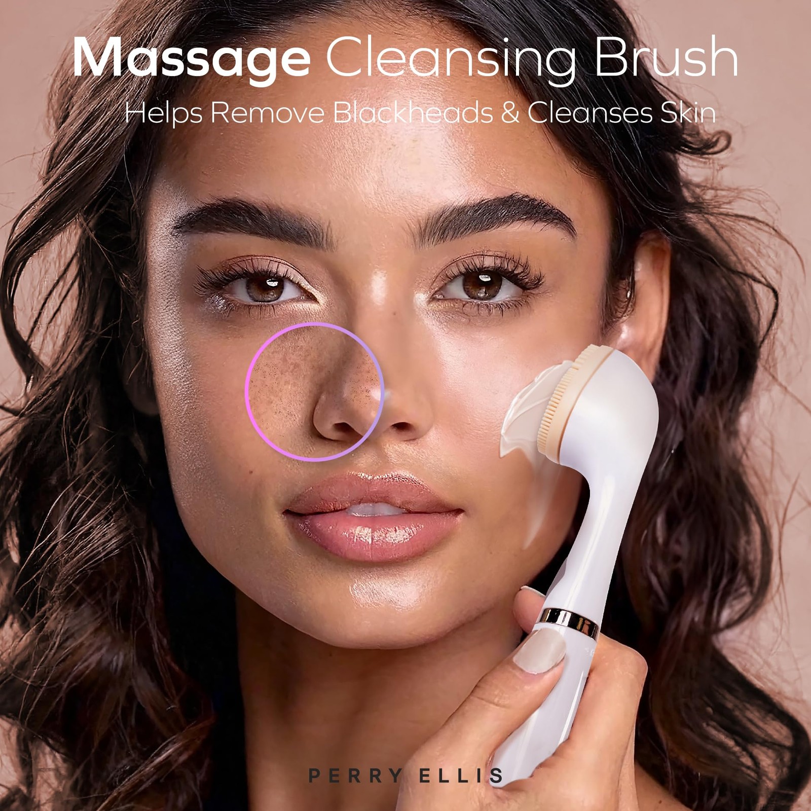 3-in-1 Silicone Face Wash Brush with Makeup Applicator & Metallic Massage Pla…