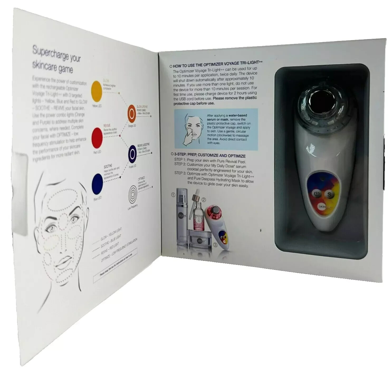 Skin Inc Optimizer Voyage Tri-Light++ Custom Flash Facial – Chrome – Light Use