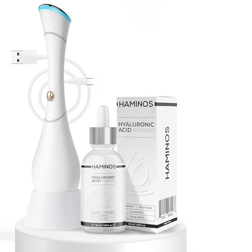 HAMINOS Facial Massager with Hyaluronic Acid Serum, 4-in-1 Face Massager…