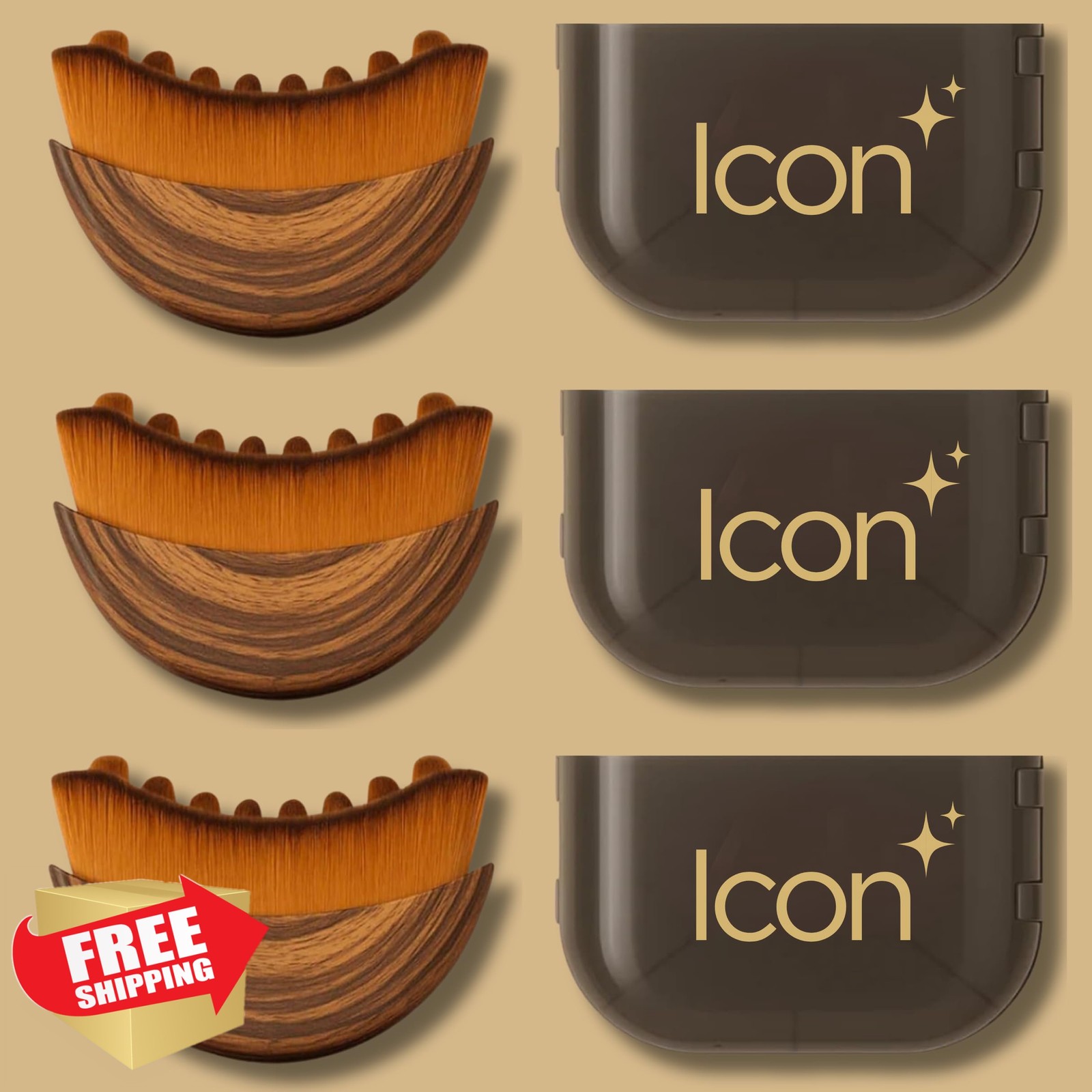 ICON Lymphatic Contour Brush Face Sculpting Tool Puffiness Reduce 3 Pack