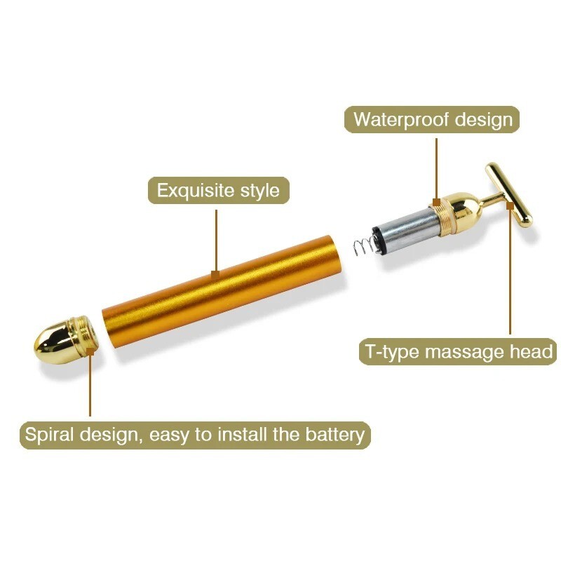 Gold Facial Slimming Face Beauty Bar Facial Roller Massager Vibrating Tool