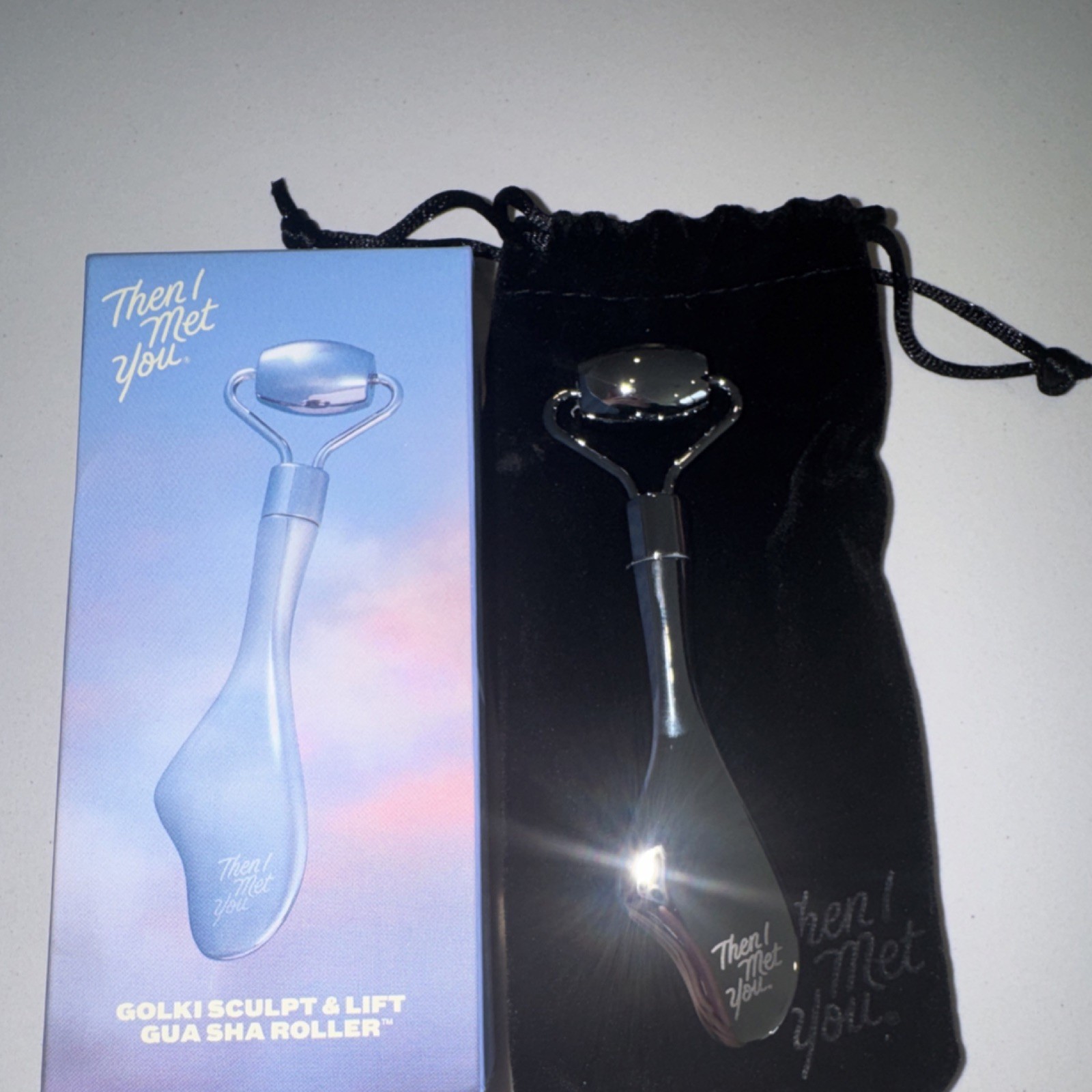Then I Met You Golki Sculpt & Lift Gua Sha Roller Silver Dual-Ended