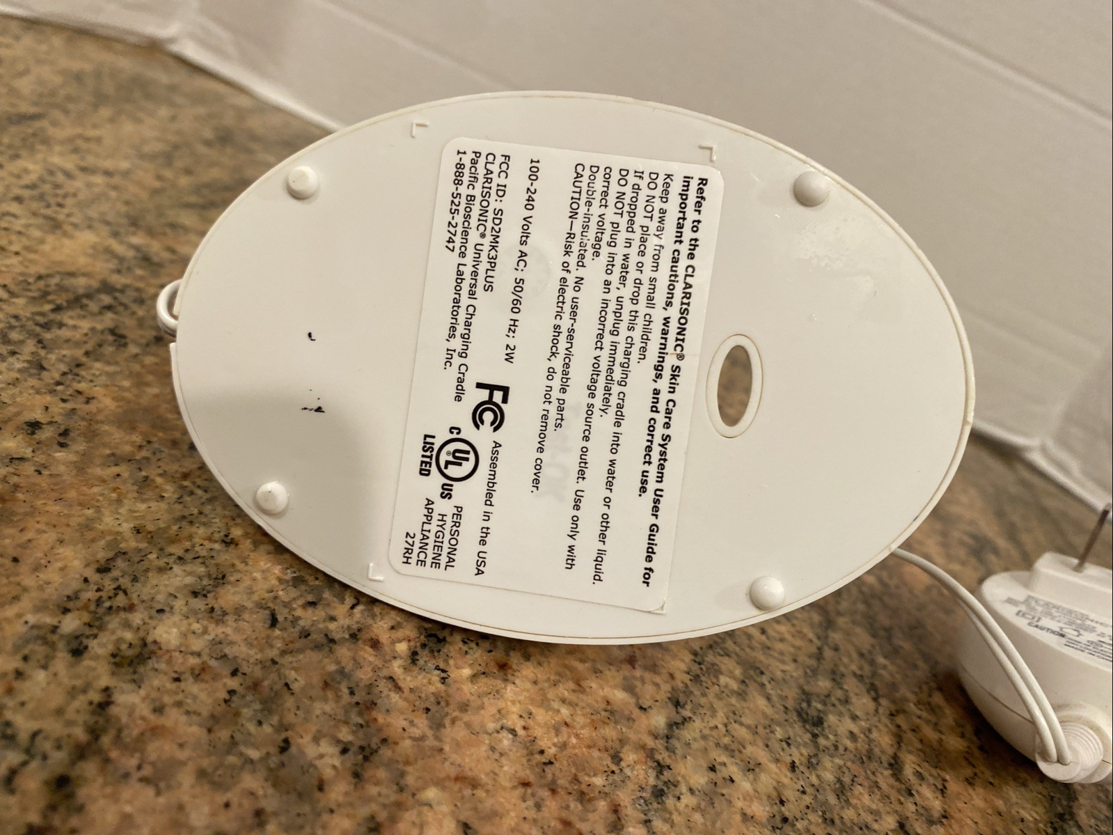 Clarisonic Plus & Pro 27RH Charger Charging Cradle Dock Stand Base White