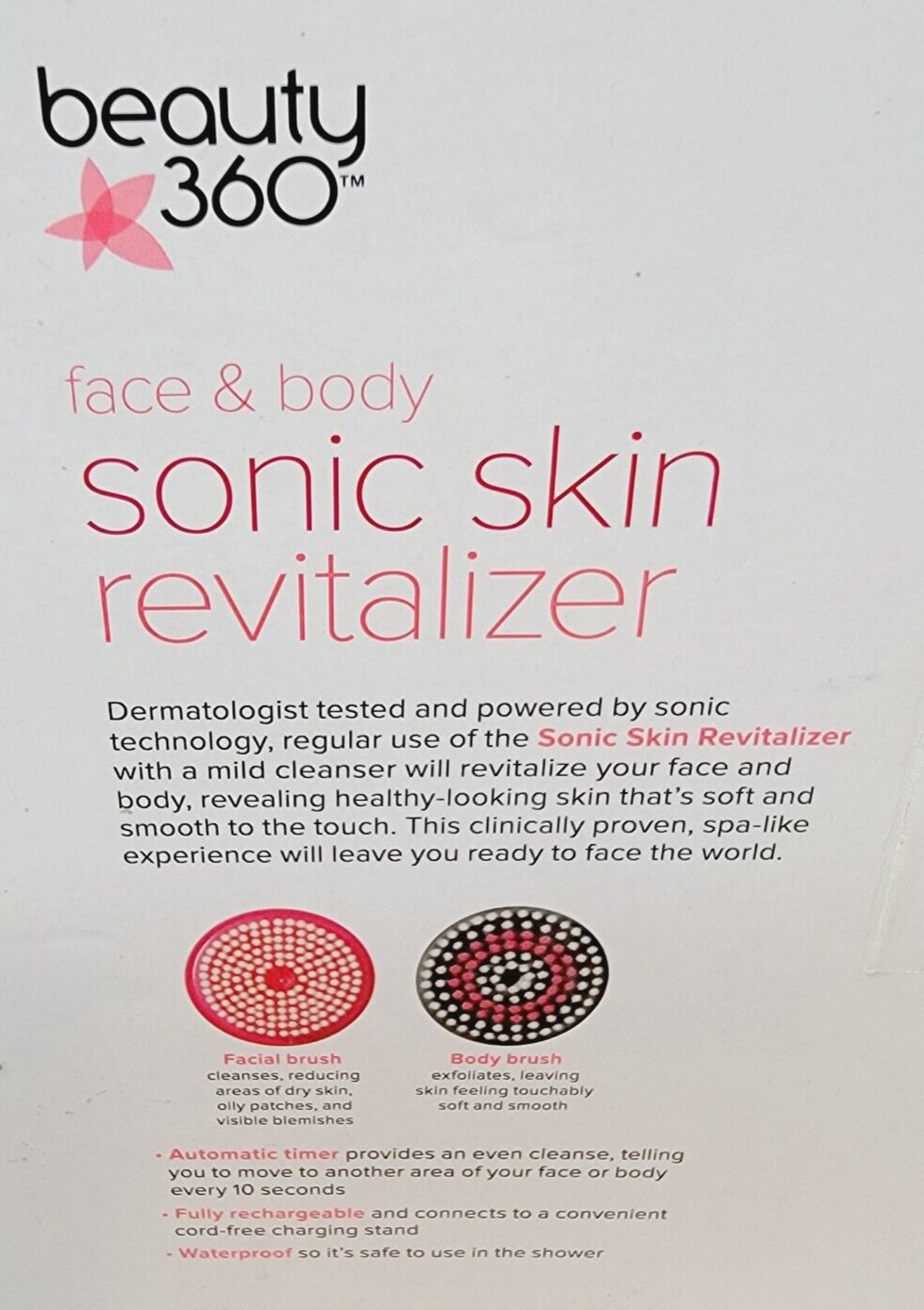 Conair Beauty 360 Face & Body Sonic Skin Revitalizer – Rechargeable, Waterproof