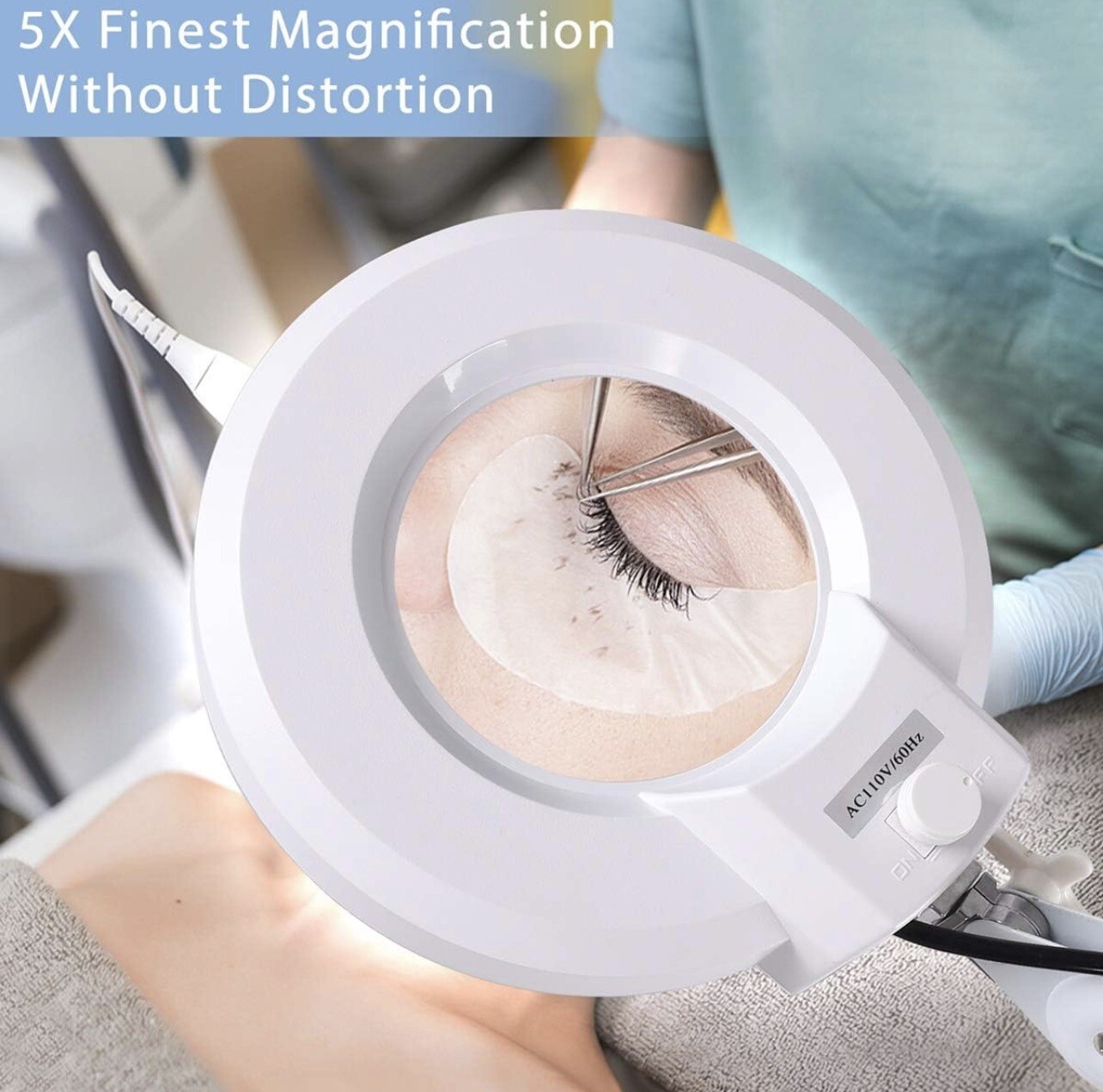 Magnifying Floor lamp with 5 Wheels Rolling Base for Estheticians, Lash techinic