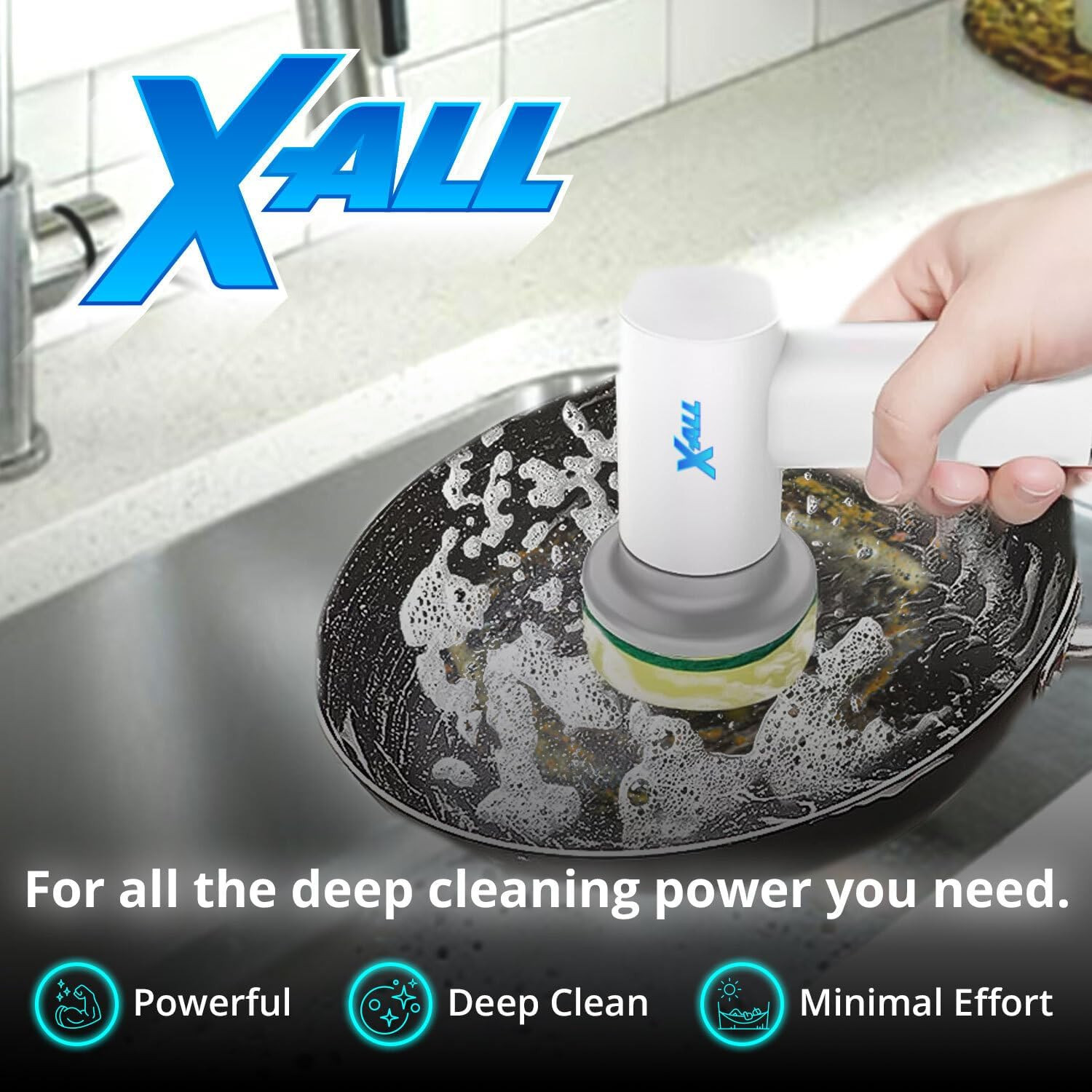 Electric Spin Power Scrubber – Rechargeable Lightweight Waterproof Cordless 2-Sp
