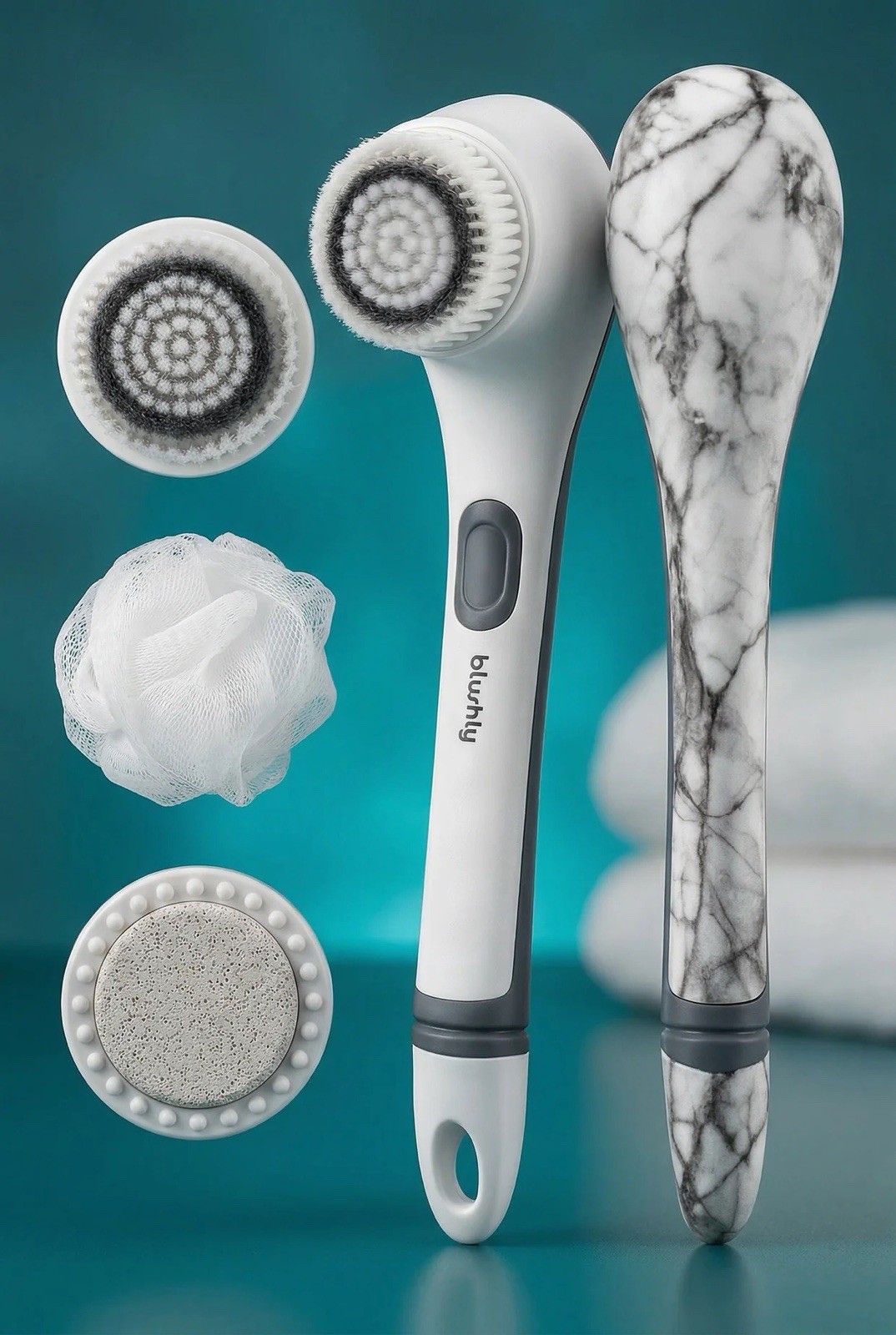 Blushly Cleansing & Exfoliating Body Brush With Brush Heads