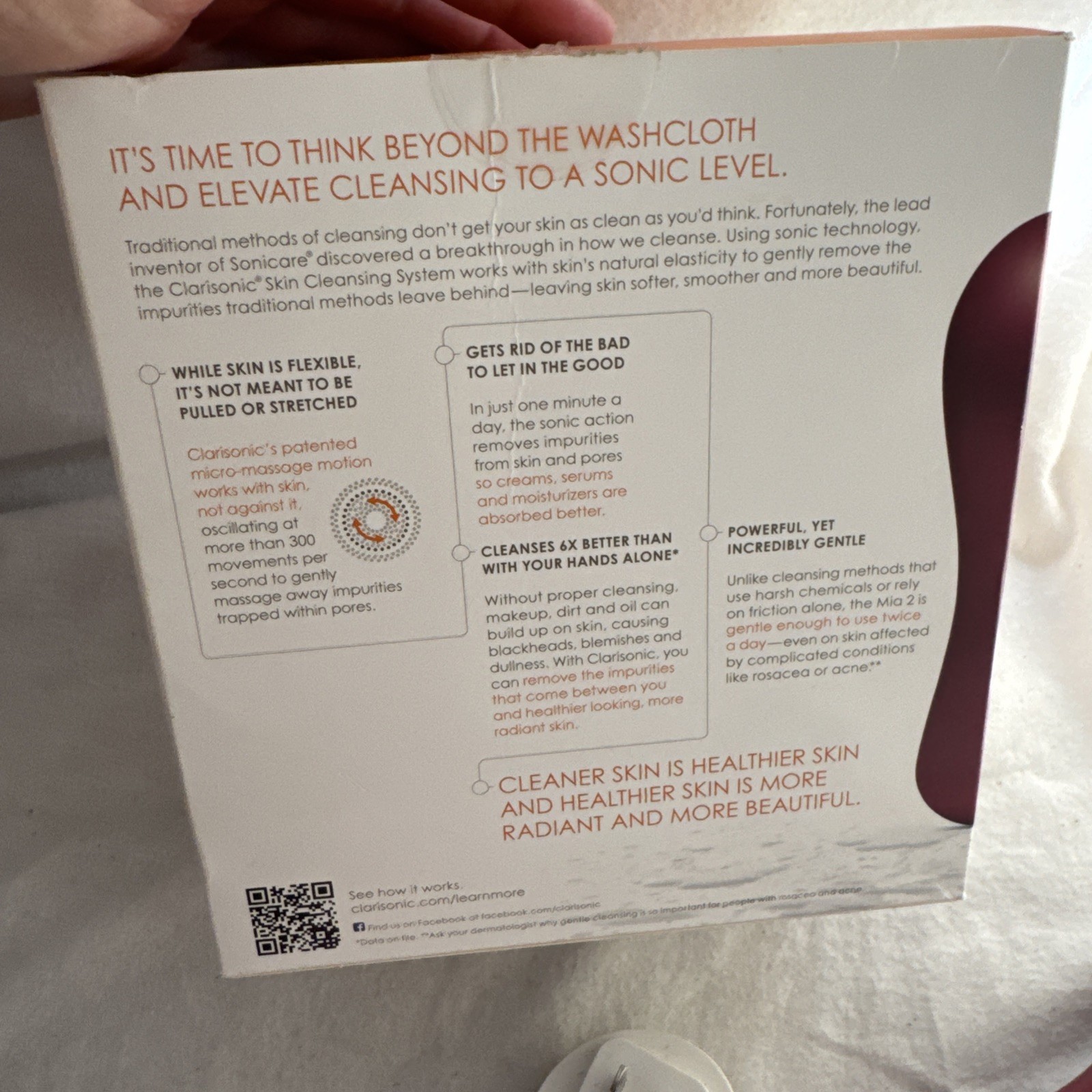 Clarisonic Mia 2 Electric Facial Brush Waterproof Rechargeable Dk Pink 2 Speeds