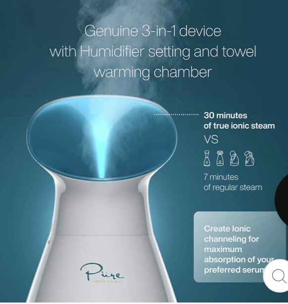 Pure Daily Care NanoSteamer Large 3-in-1 Nano Ionic Facial Steamer with 5 Piece