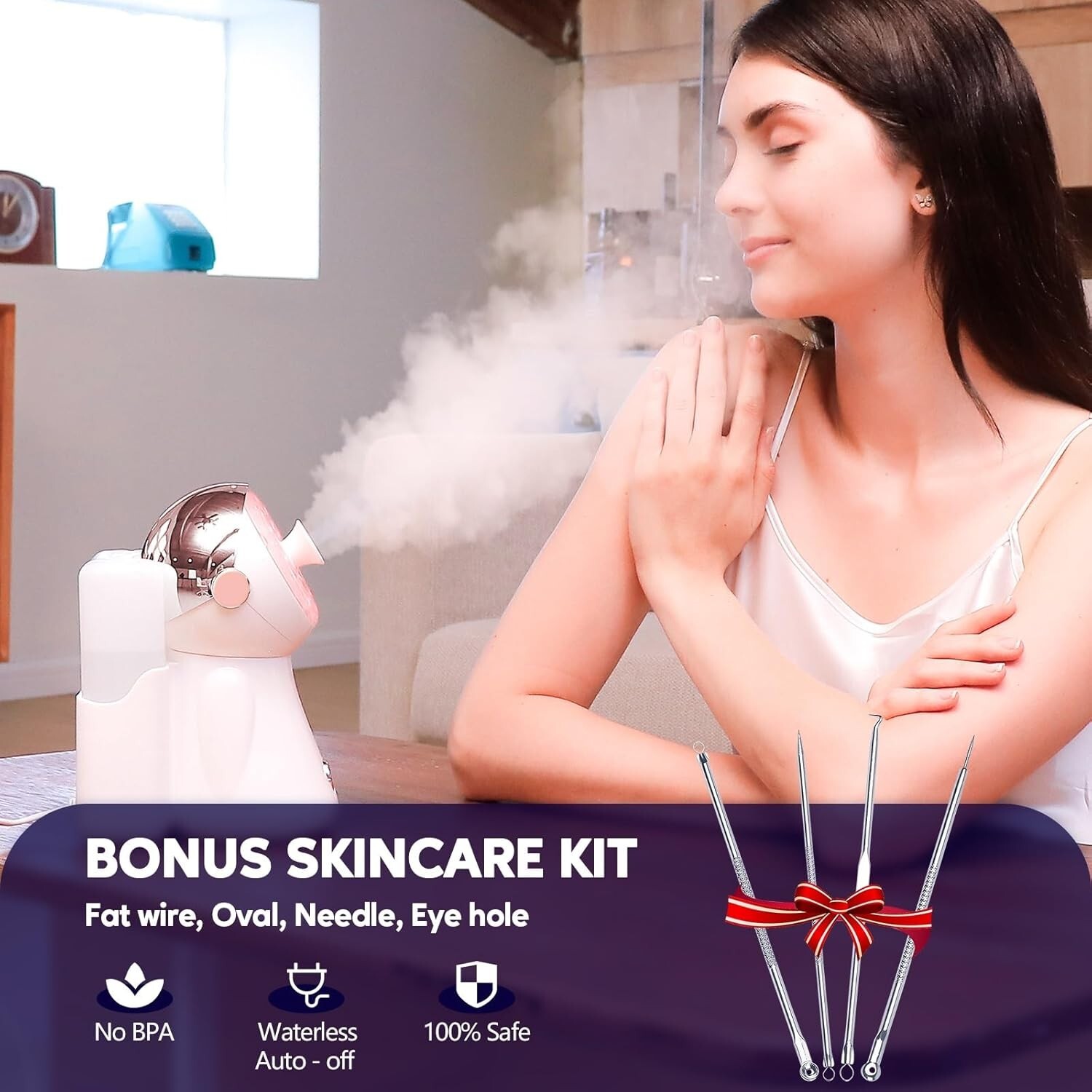 Facial Steamer Hot Mist Humidifier Facial Deep Cleaning Led Nano Iconic 3 In 1