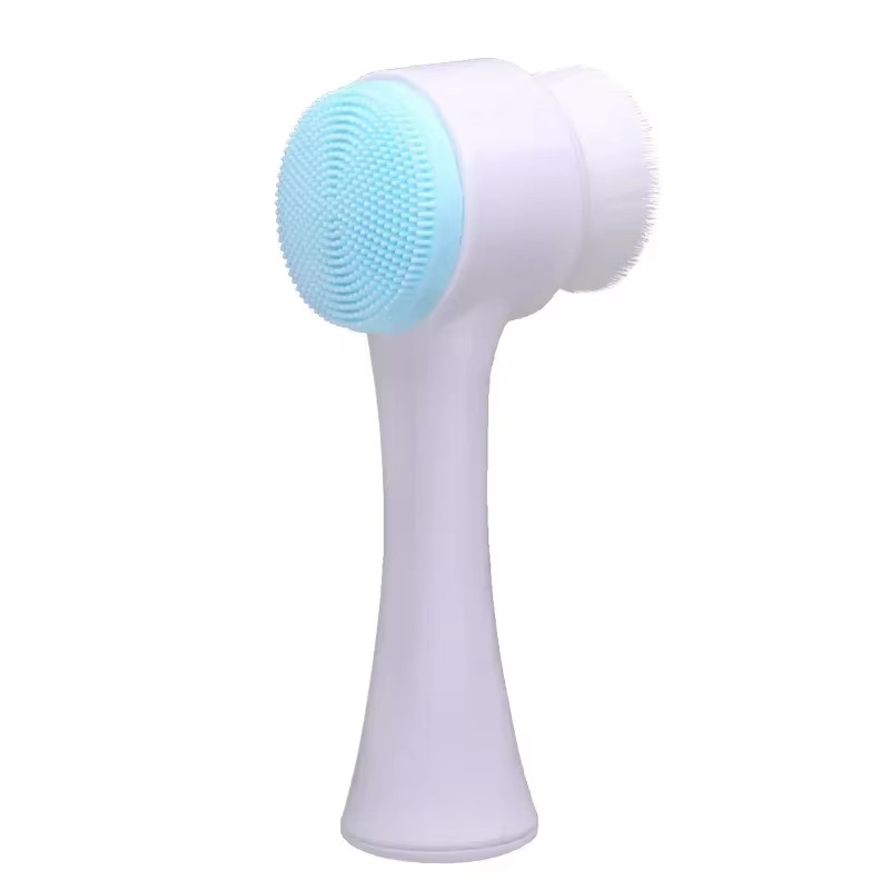 3D Double Silicone Facial Cleansing Brush Manual Massage Facial Brush Soft Brist