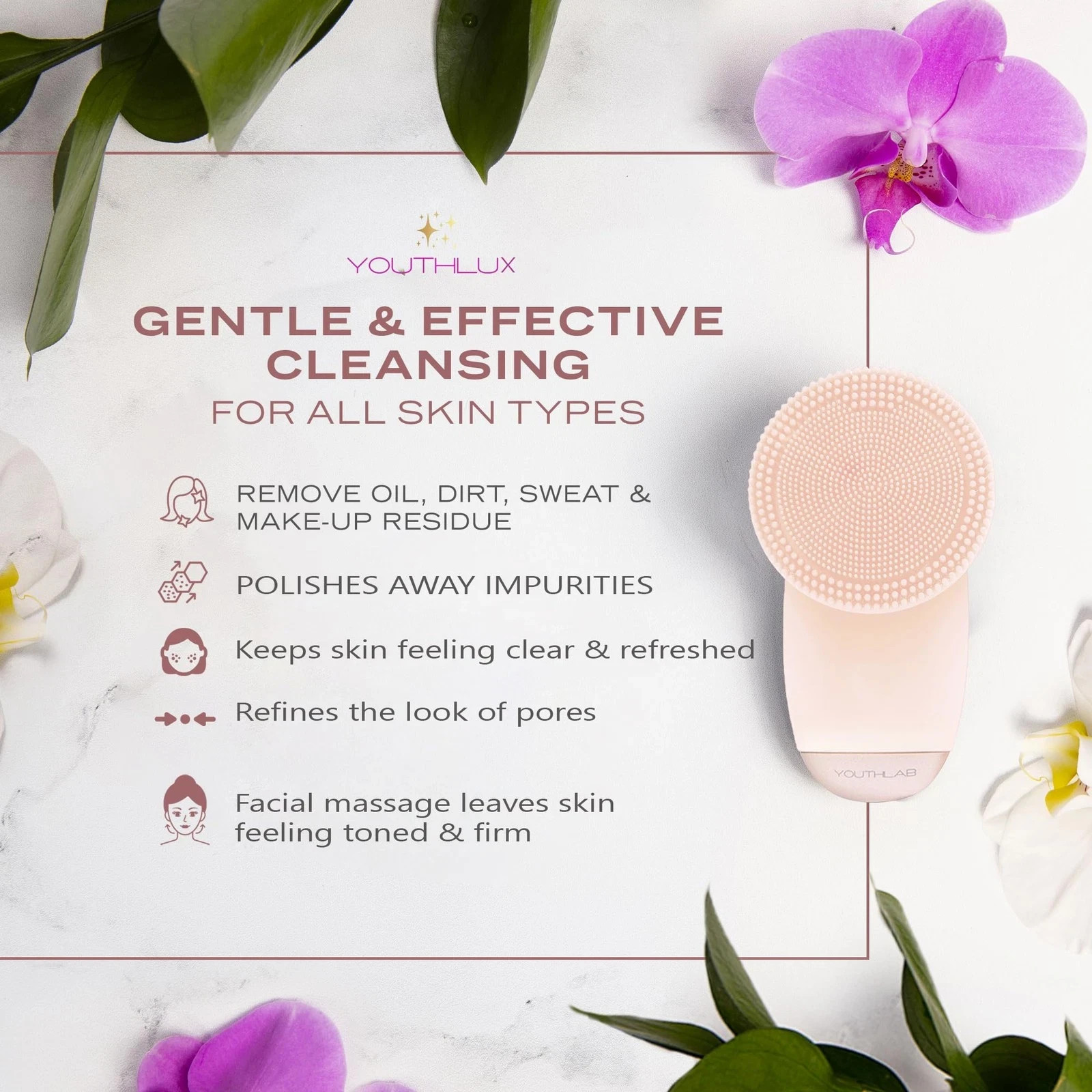 SoniGlow Silicone Facial Cleansing Brush – Electric Vibrating Skincare Scrubb…