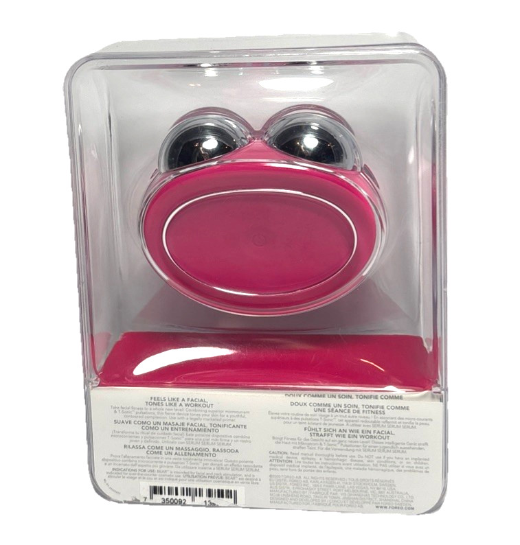 FOREO Bear Smart Microcurrent Facial Toning Device Pink Charge Cable Stand