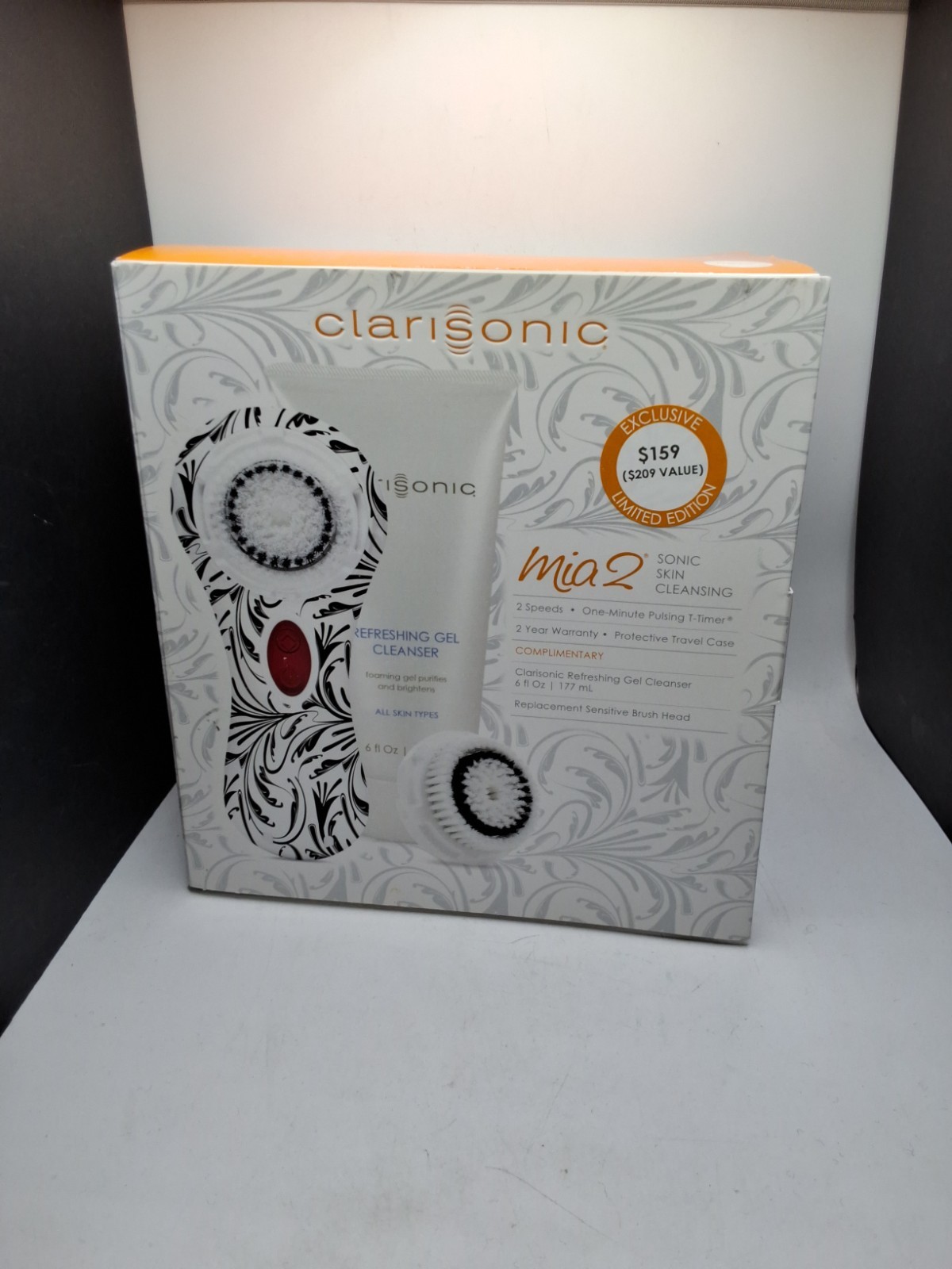 New Clarisonic Mia 2 Sonic Facial Skin Cleansing Brush System Black & White