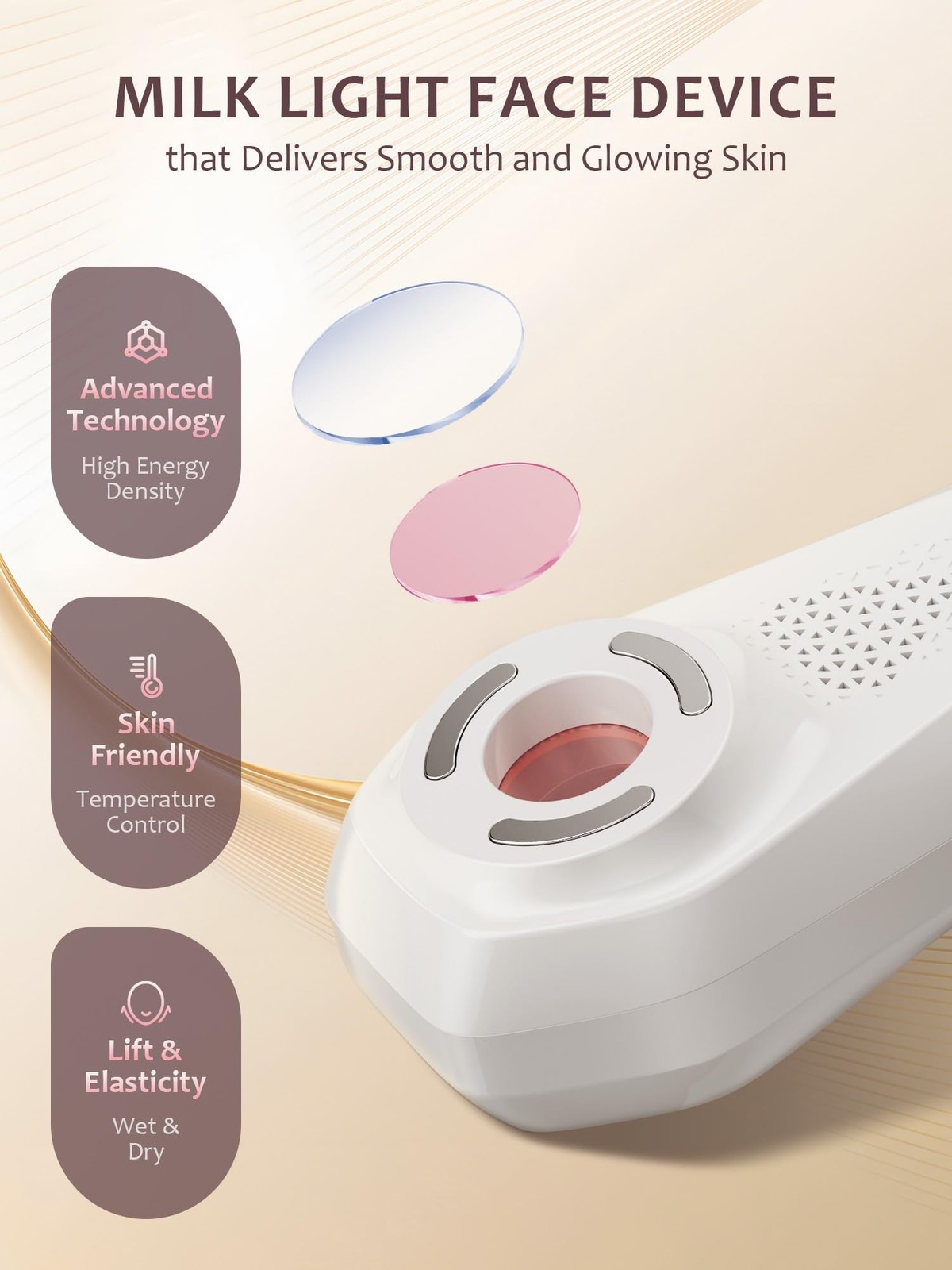 INTEO Multifunctional Facial Massager, Real Glass Glow Device for Face White